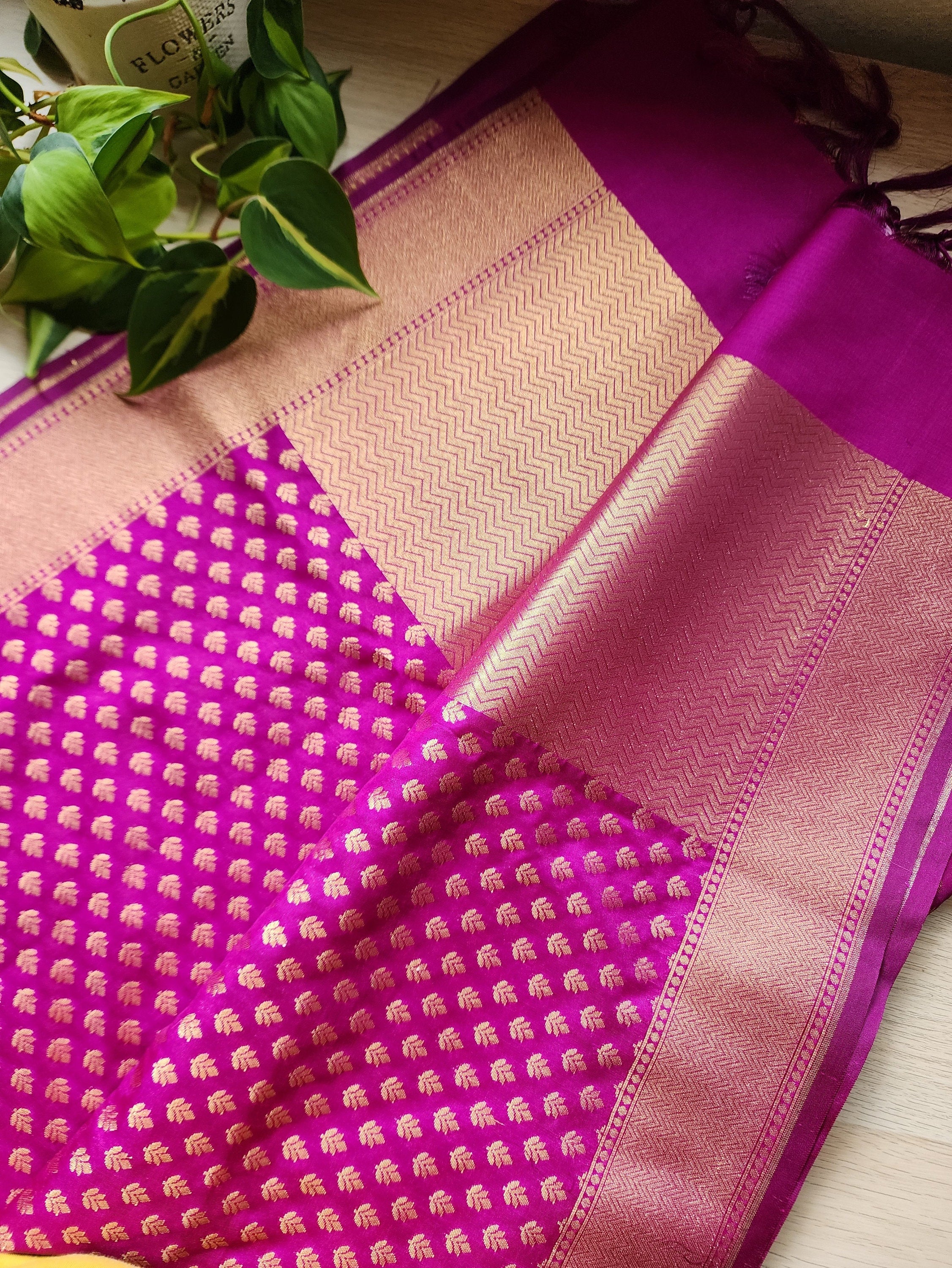 Banarasi Silk Purple Color Dupatta with gold handweaving