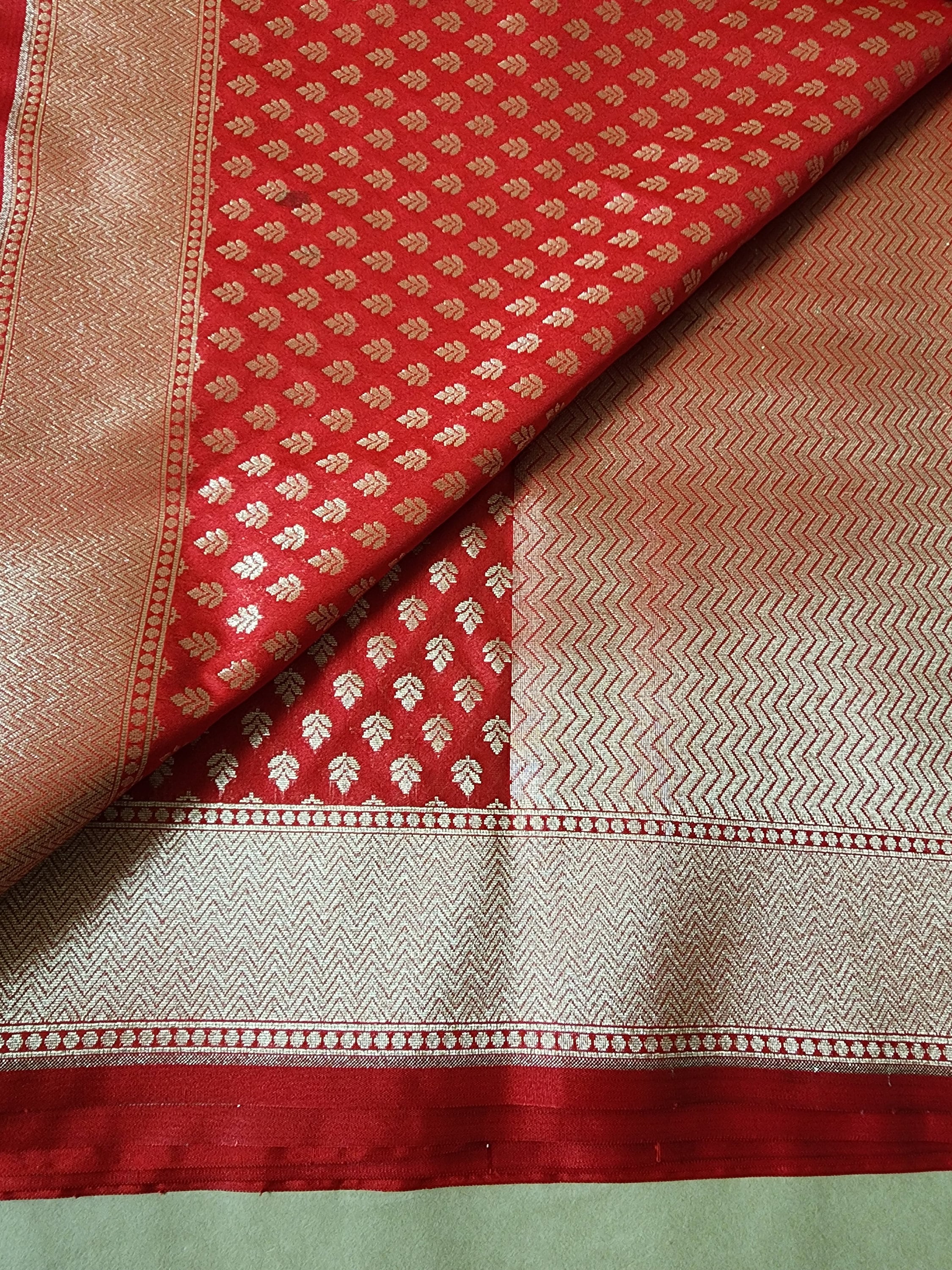 Banarasi Silk Red Color Dupatta with gold handweaving