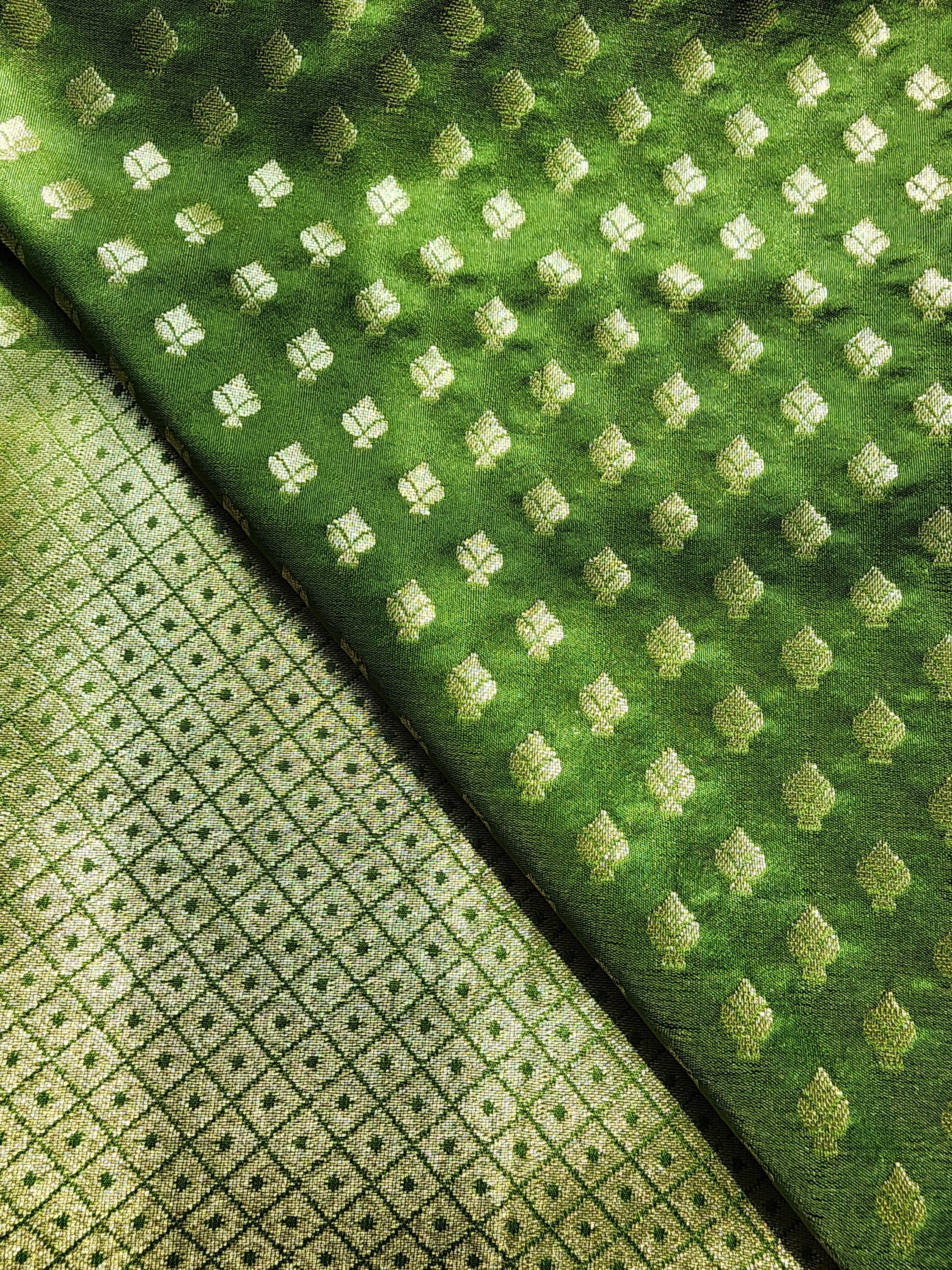 Banarasi Silk Light Green Dupatta with gold handweaving