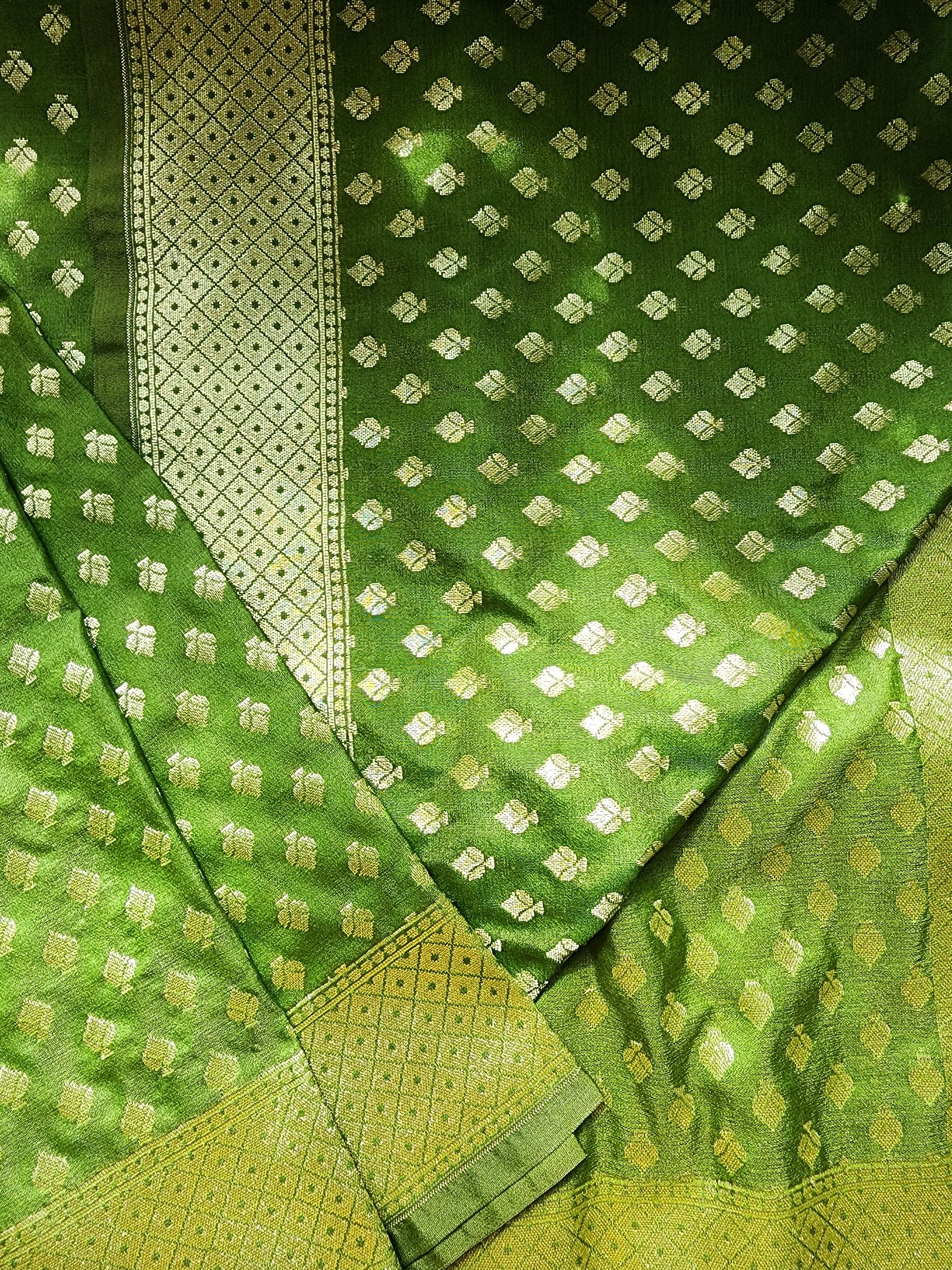 Banarasi Silk Light Green Dupatta with gold handweaving