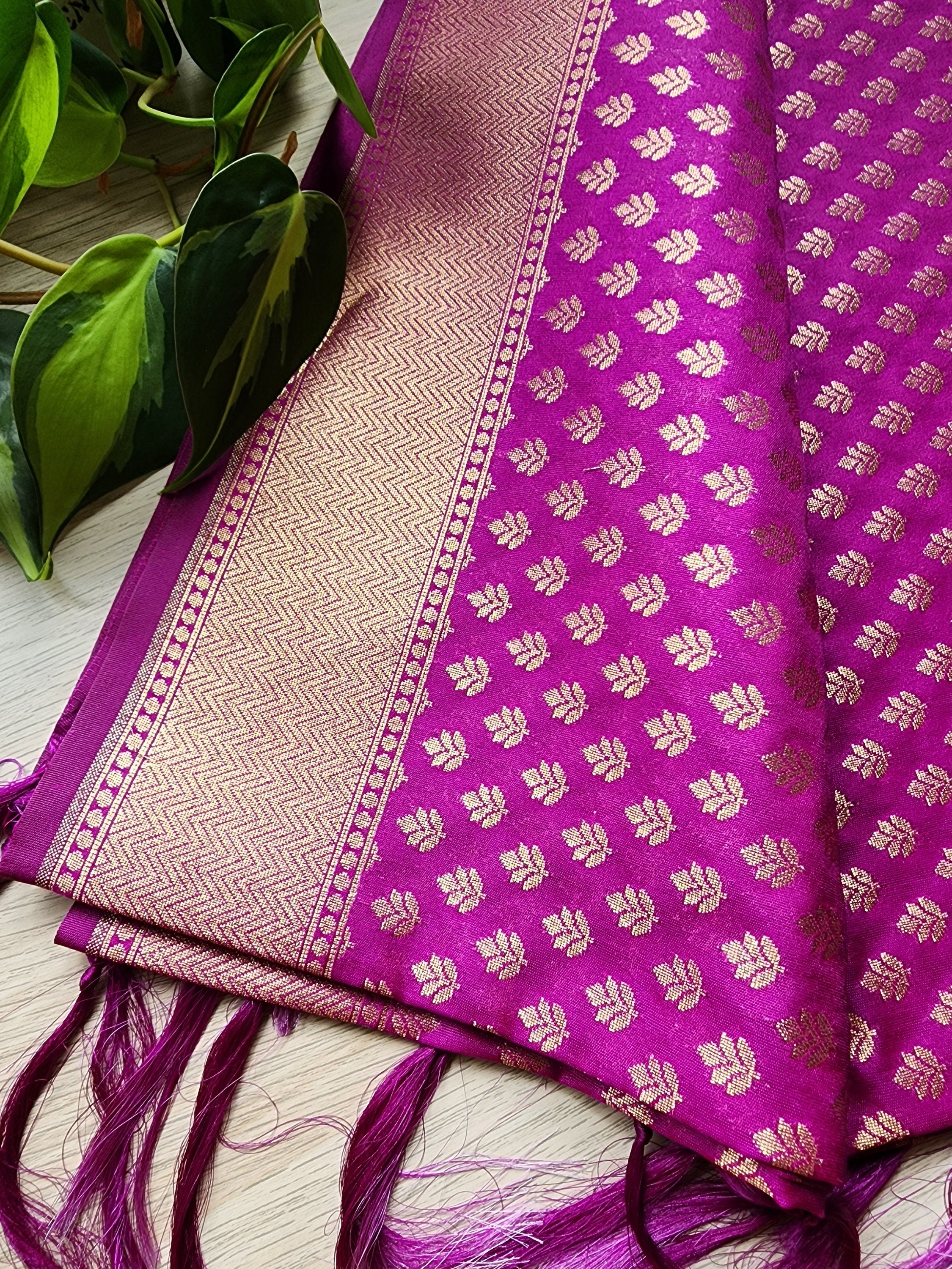Banarasi Silk Purple Color Dupatta with gold handweaving