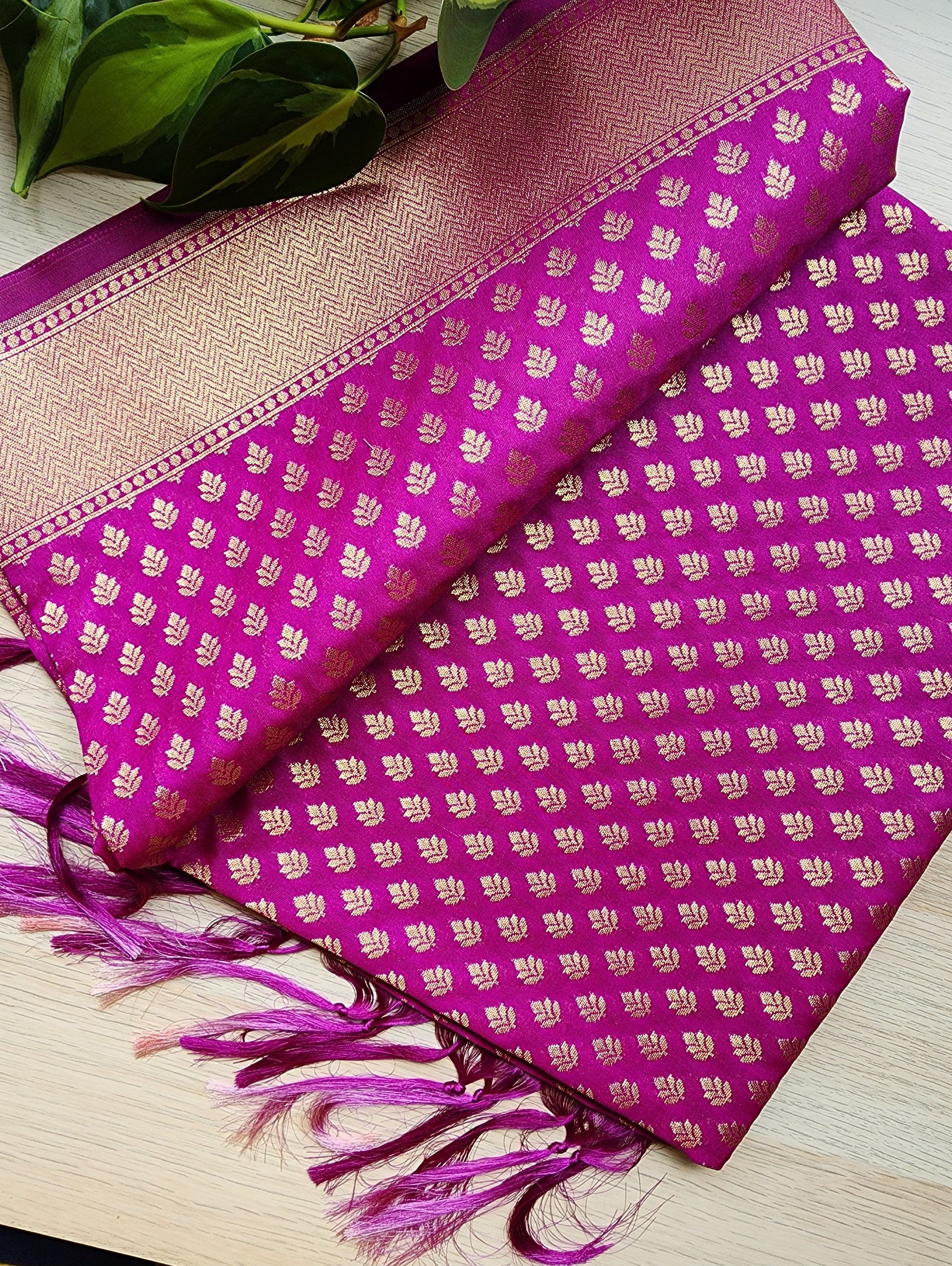 Banarasi Silk Purple Color Dupatta with gold handweaving
