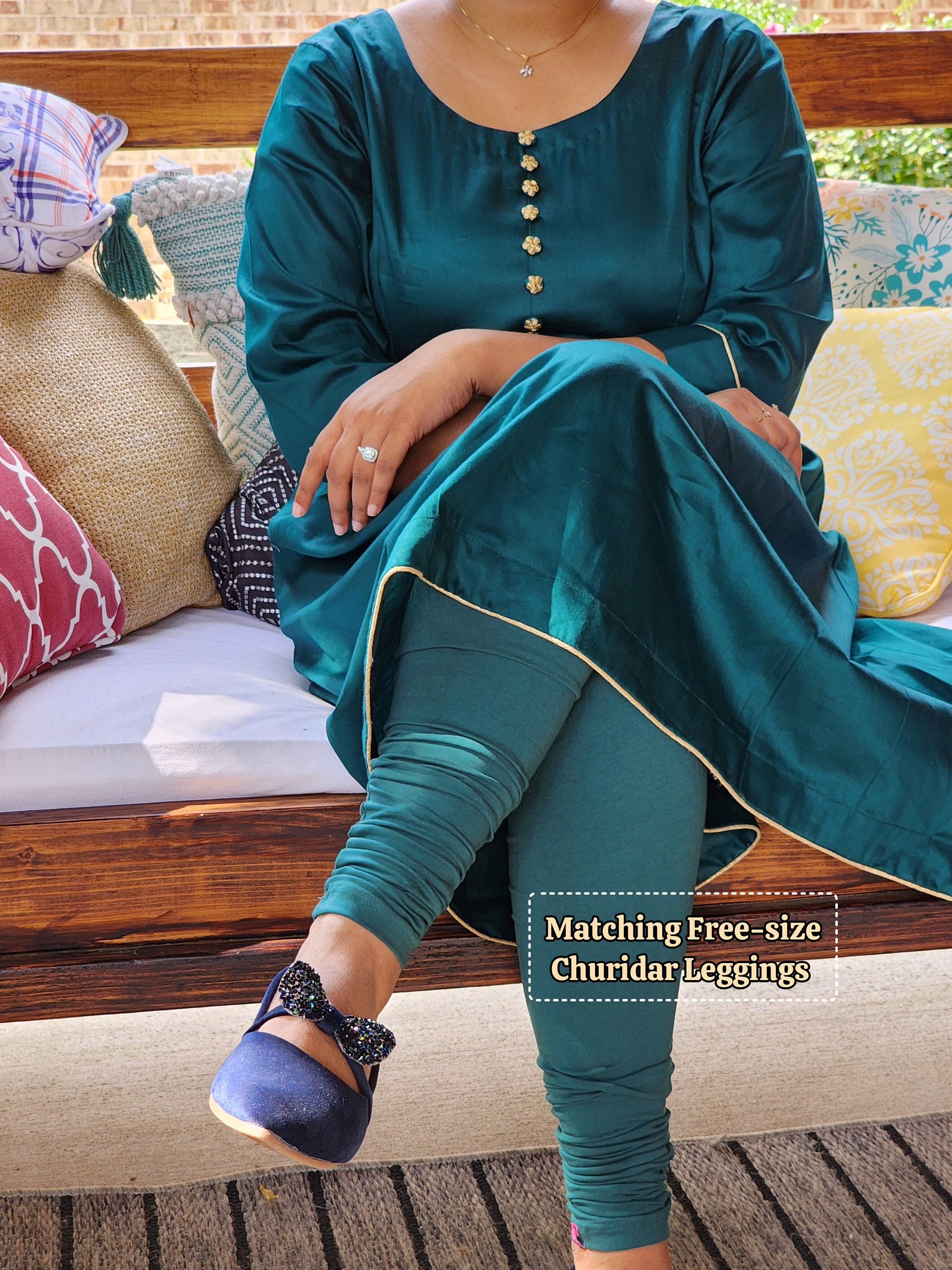 Indian A Line Style Kurta | Bottle Green Color