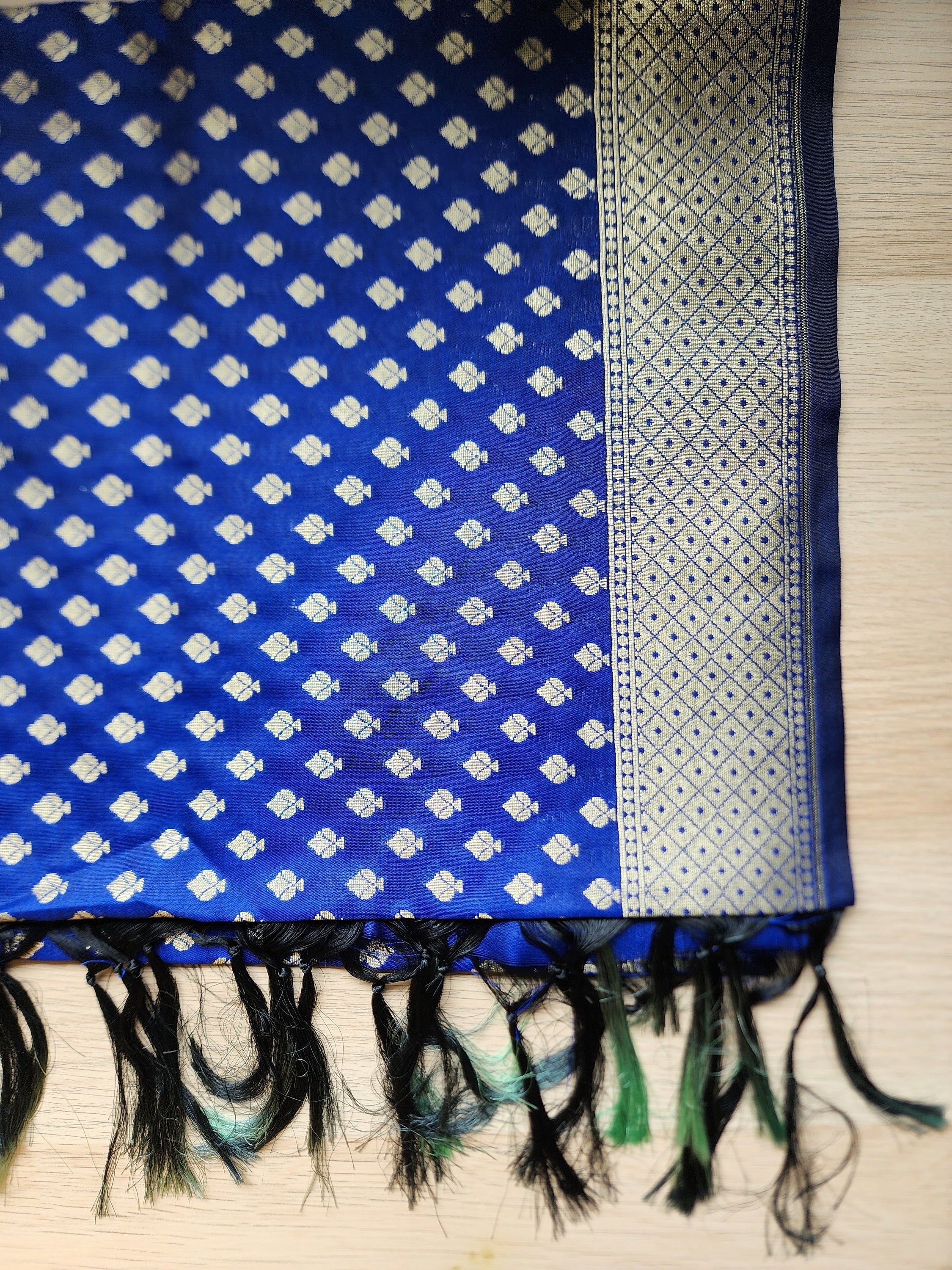 Banarasi Silk Royal Blue Dupatta with gold handweaving