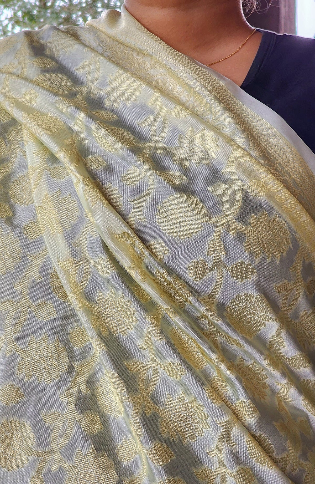 Banarasi Off-White Dupatta with gold handweaving, Indian traditional and Festive designer dupatta, luxurious, soft to touch dupatta