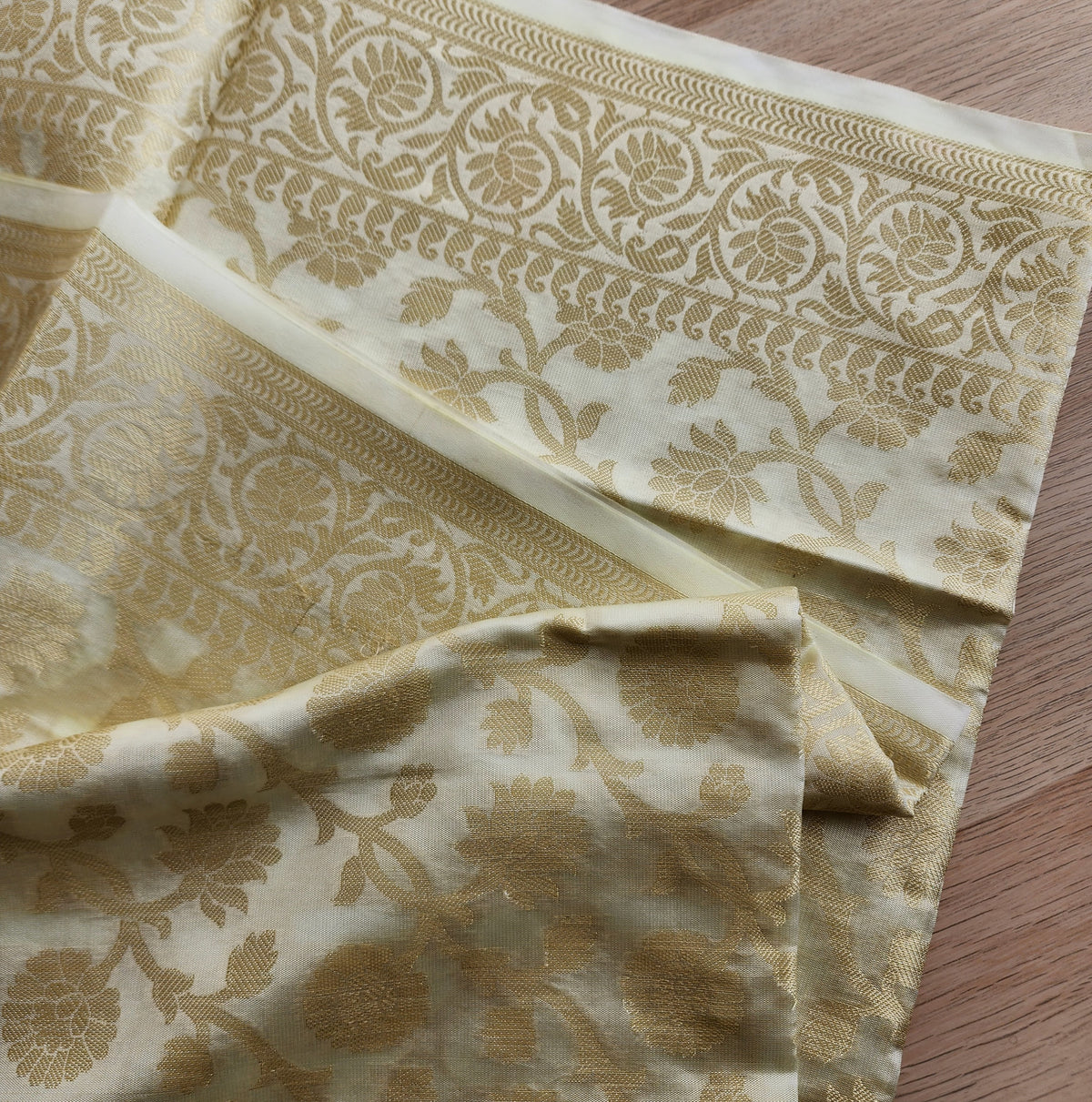 Banarasi Off-White Dupatta with gold handweaving, Indian traditional and Festive designer dupatta, luxurious, soft to touch dupatta