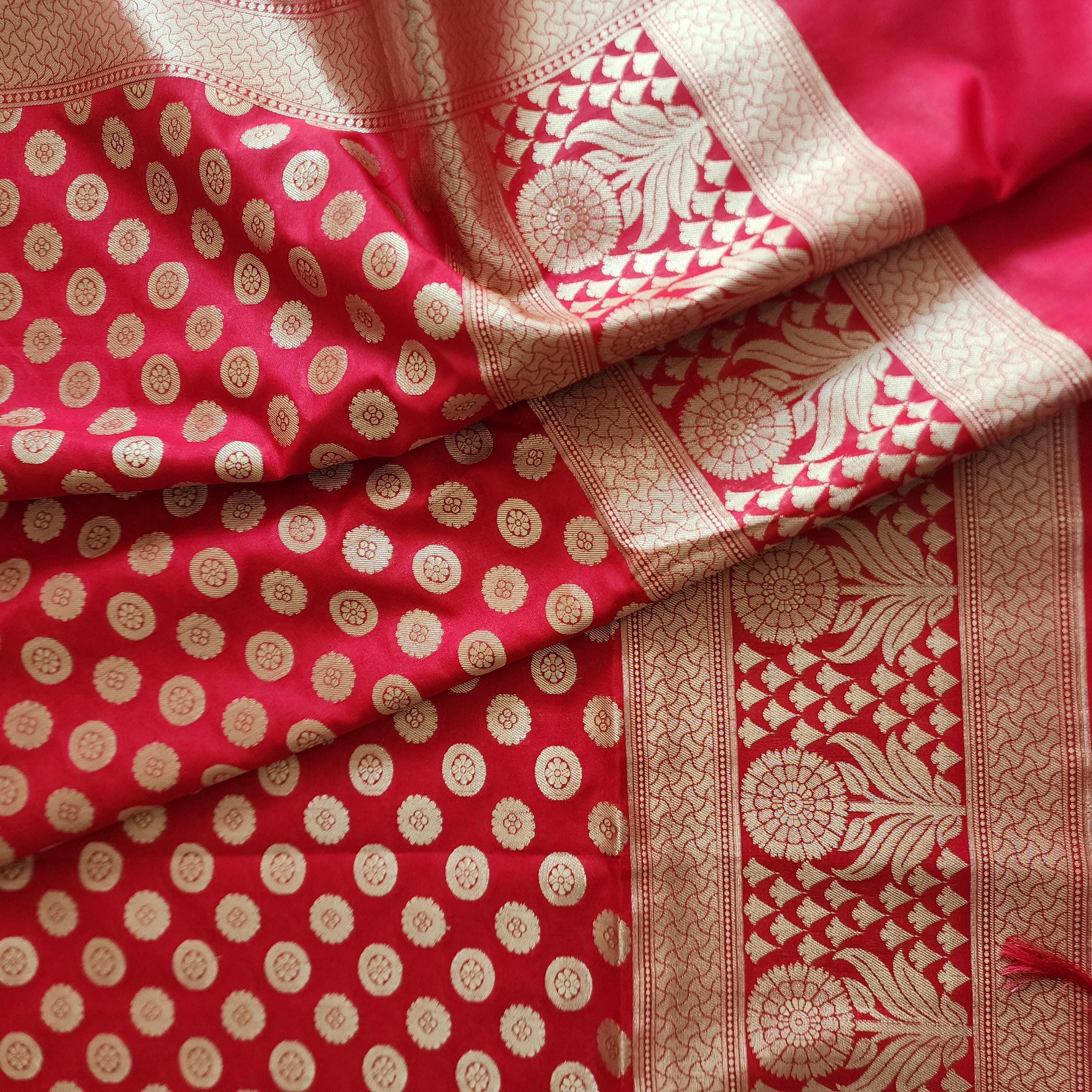 Banarasi Silk Red Dupatta with gold handweaving, Indian traditional and Festive designer dupatta, luxurious soft Banarsi dupatta