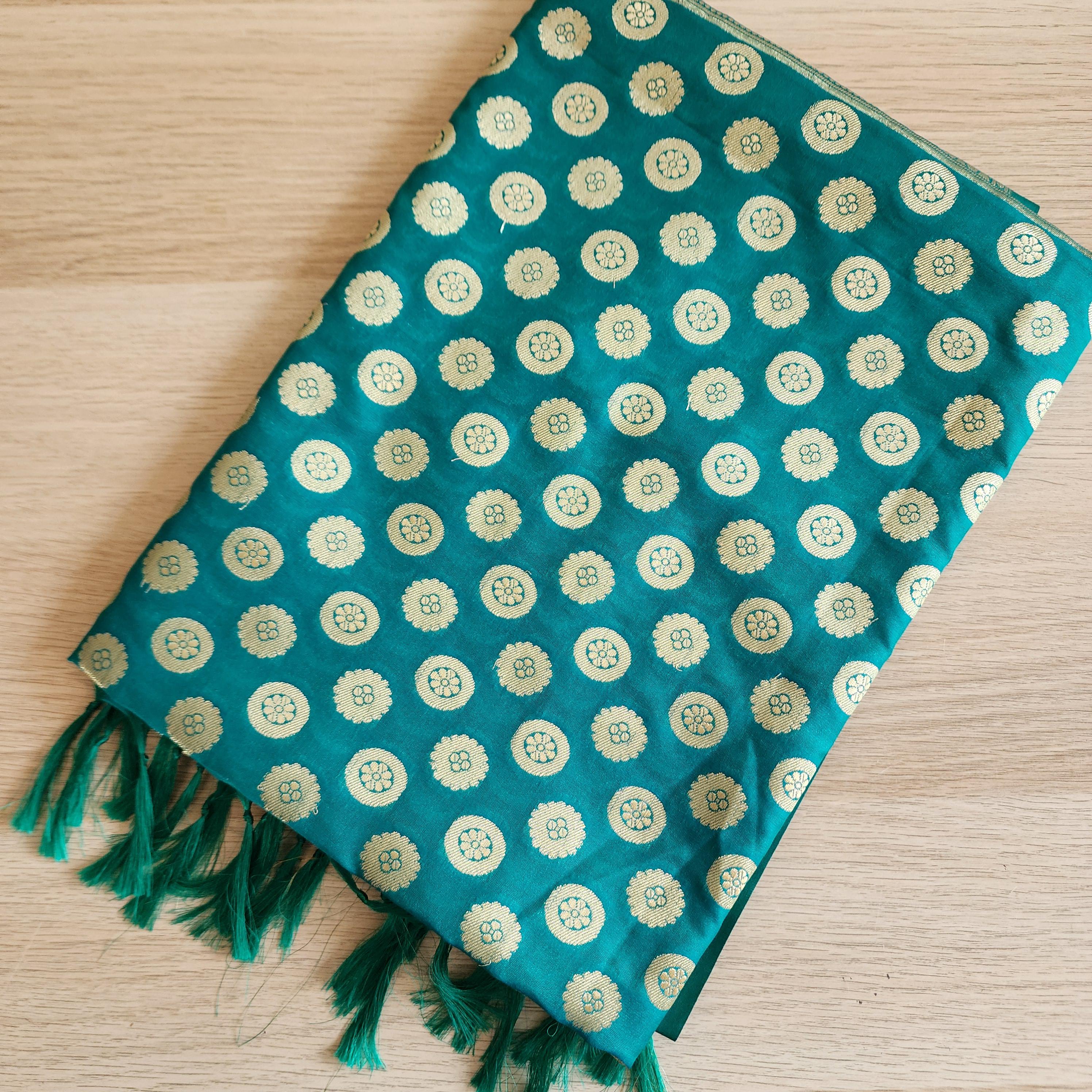 Banarasi Silk Rama Green Dupatta with gold handweaving, Indian traditional and Festive designer dupatta, luxurious soft Banarsi dupatta
