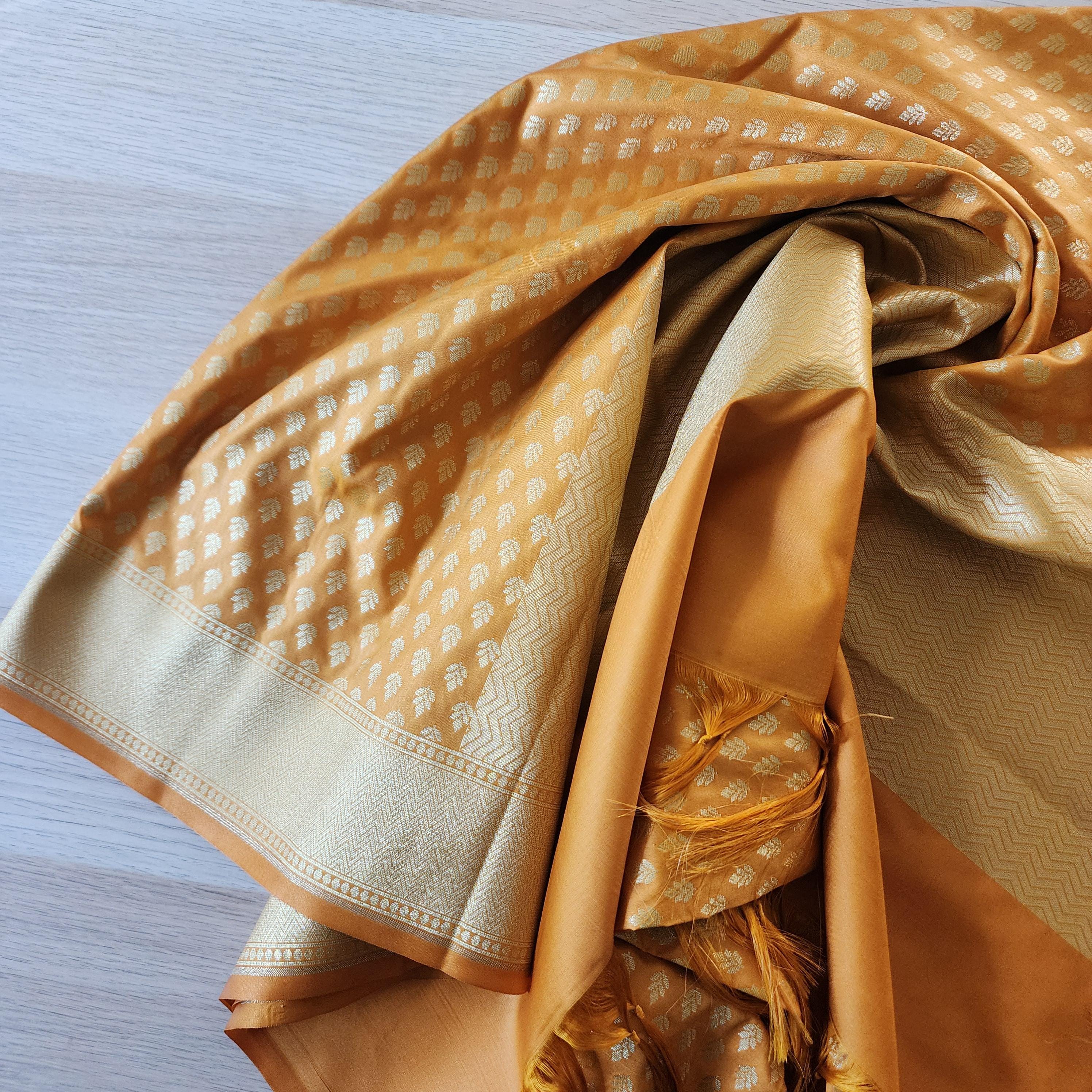 Banarasi Silk Mustard Yellow Dupatta with gold handweaving