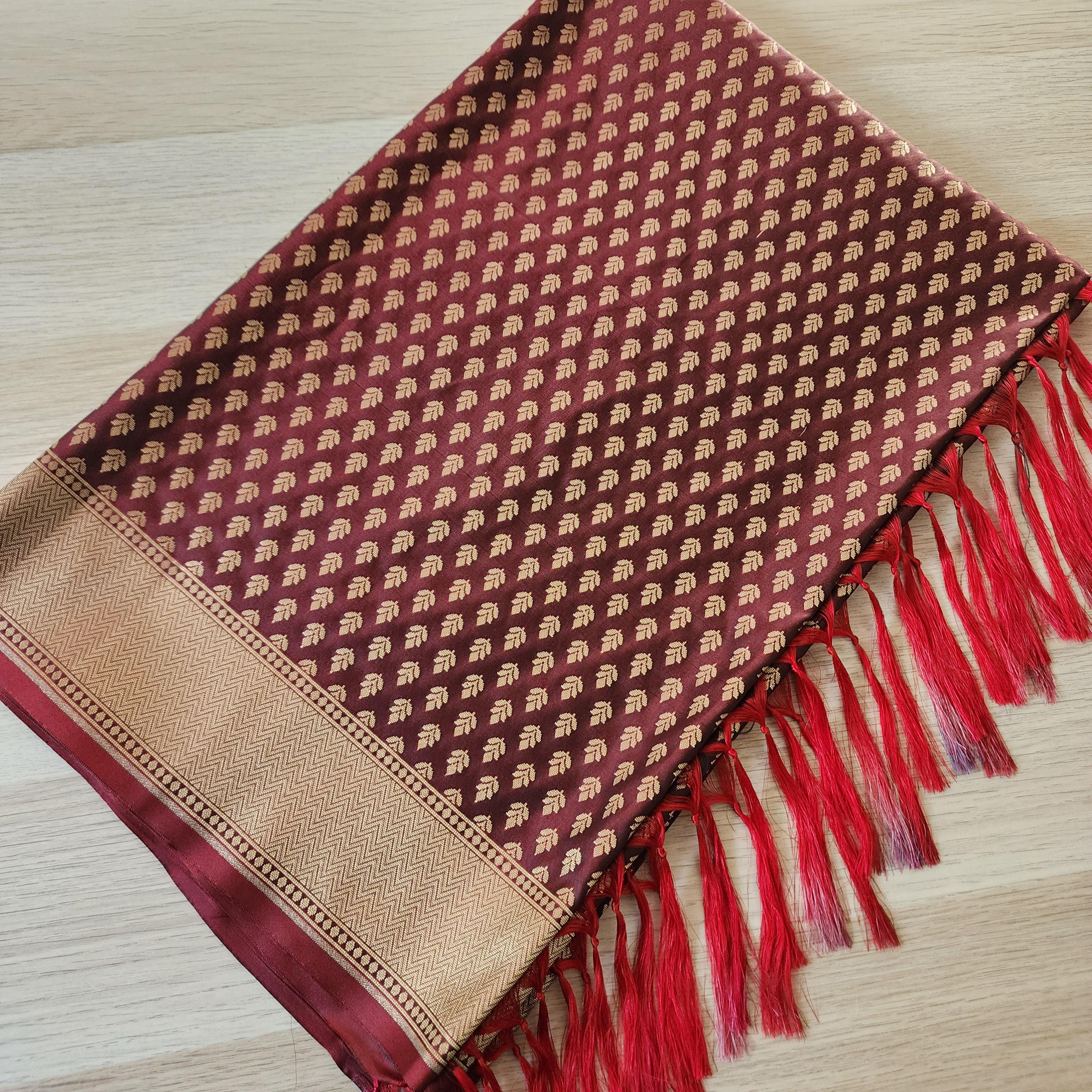 Banarasi Silk Brown Dupatta with gold handweaving, Indian traditional and Festive designer dupatta, luxurious soft Banarsi dupatta