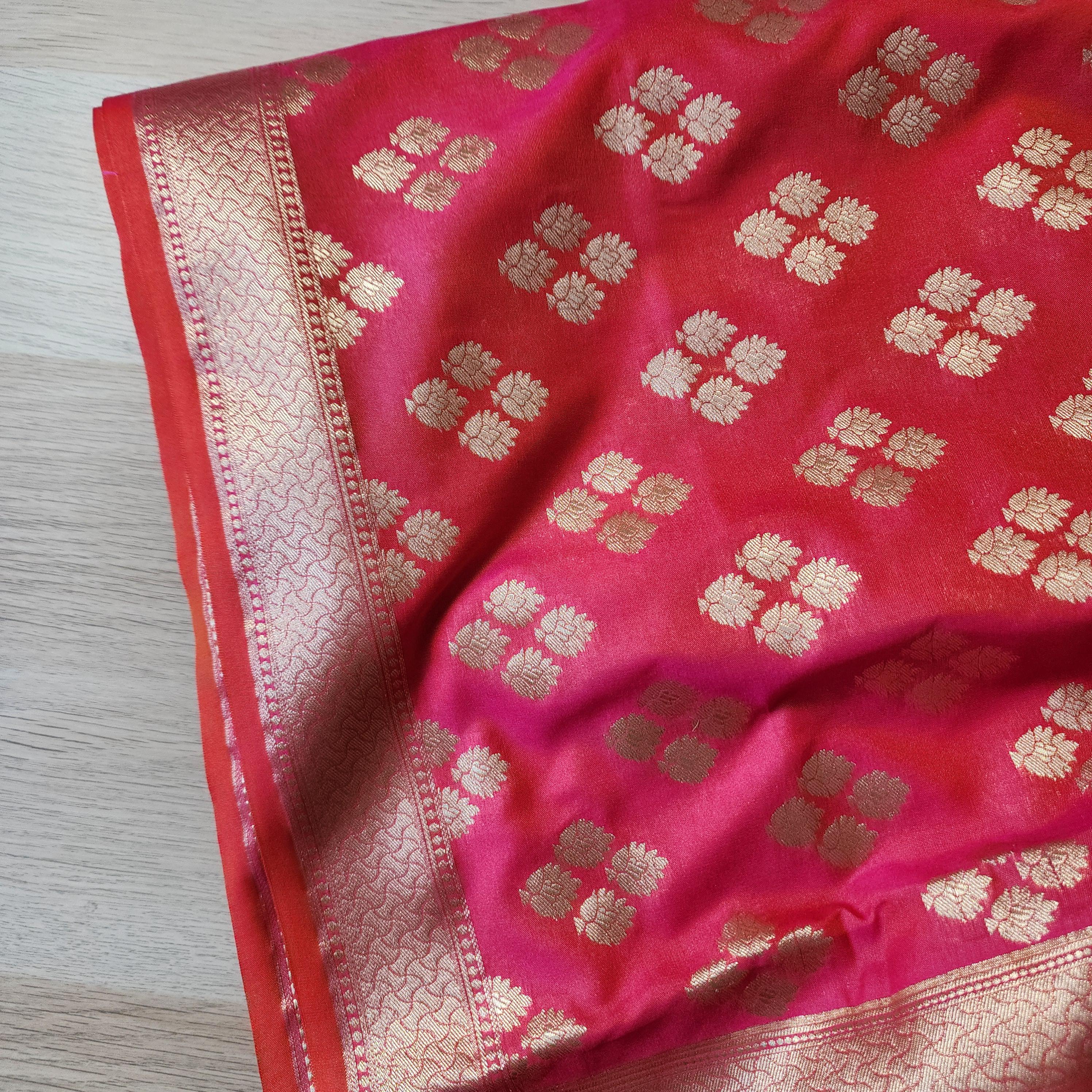 Banarasi Silk Peach Pink Dupatta with gold handweaving, Indian traditional and Festive designer dupatta, luxurious soft Banarsi dupatta