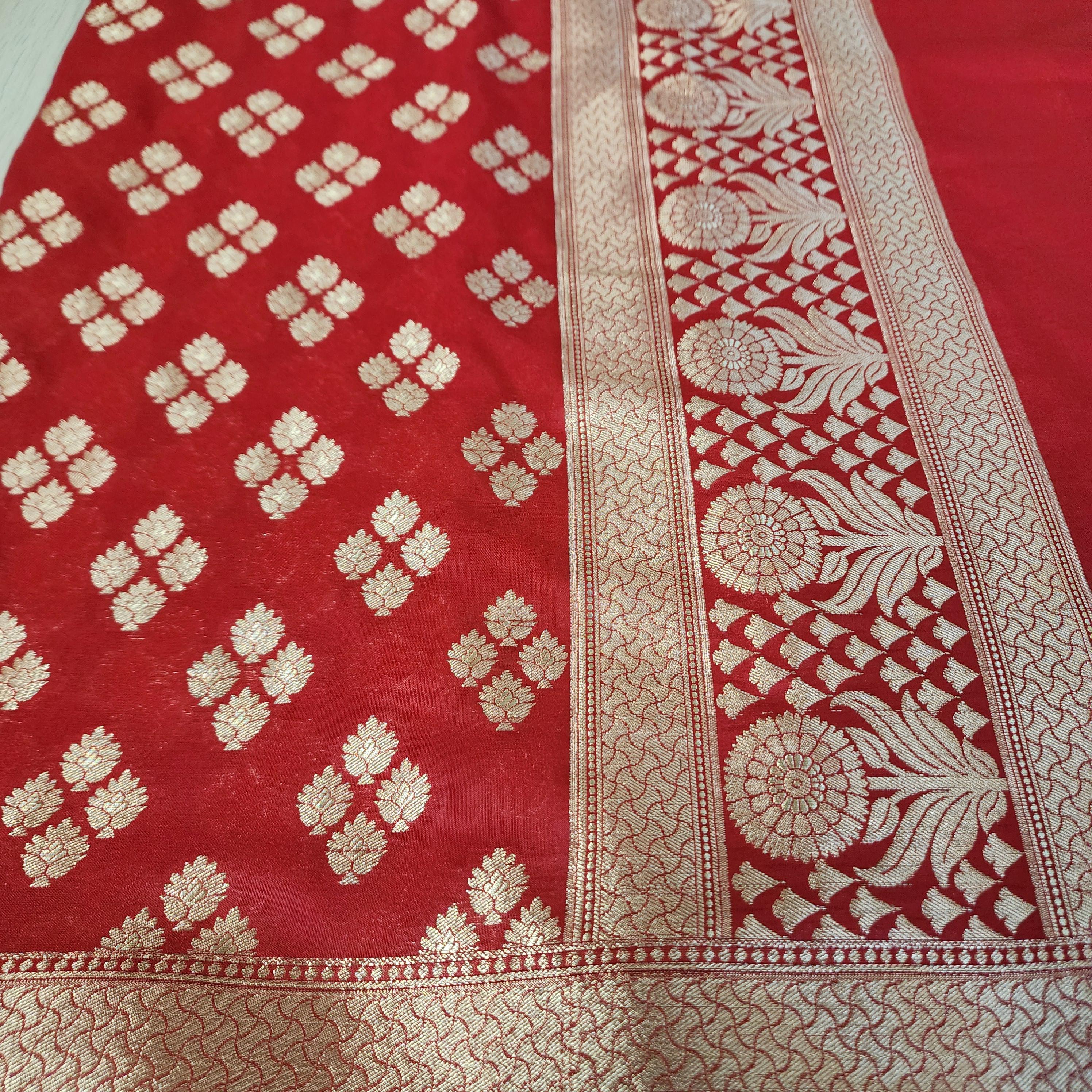 Banarasi Silk Maroon Red Dupatta with gold handweaving