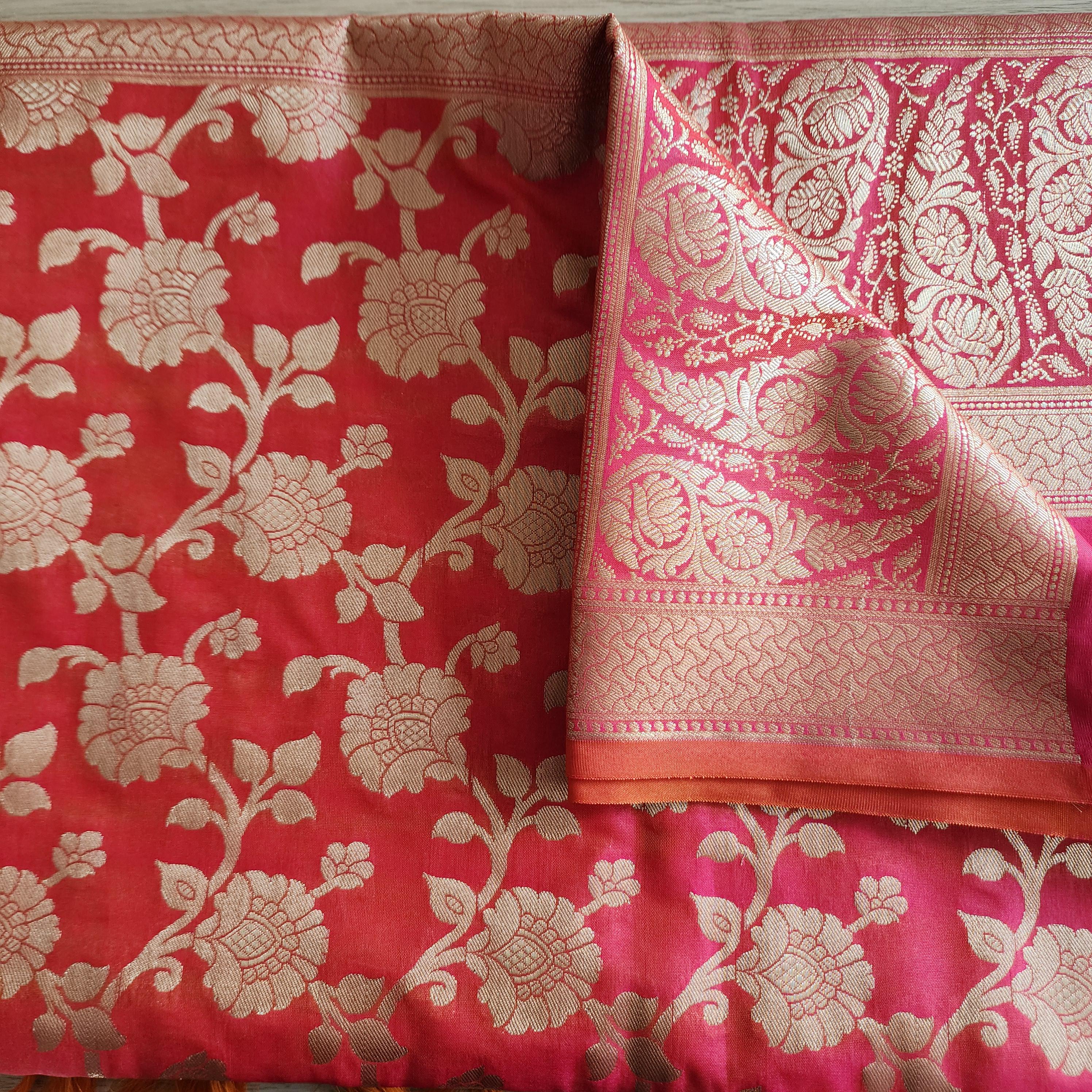 Banarasi Silk Peach Pink Dupatta with gold handweaving, Indian traditional and Festive designer dupatta, luxurious soft Banarsi dupatta