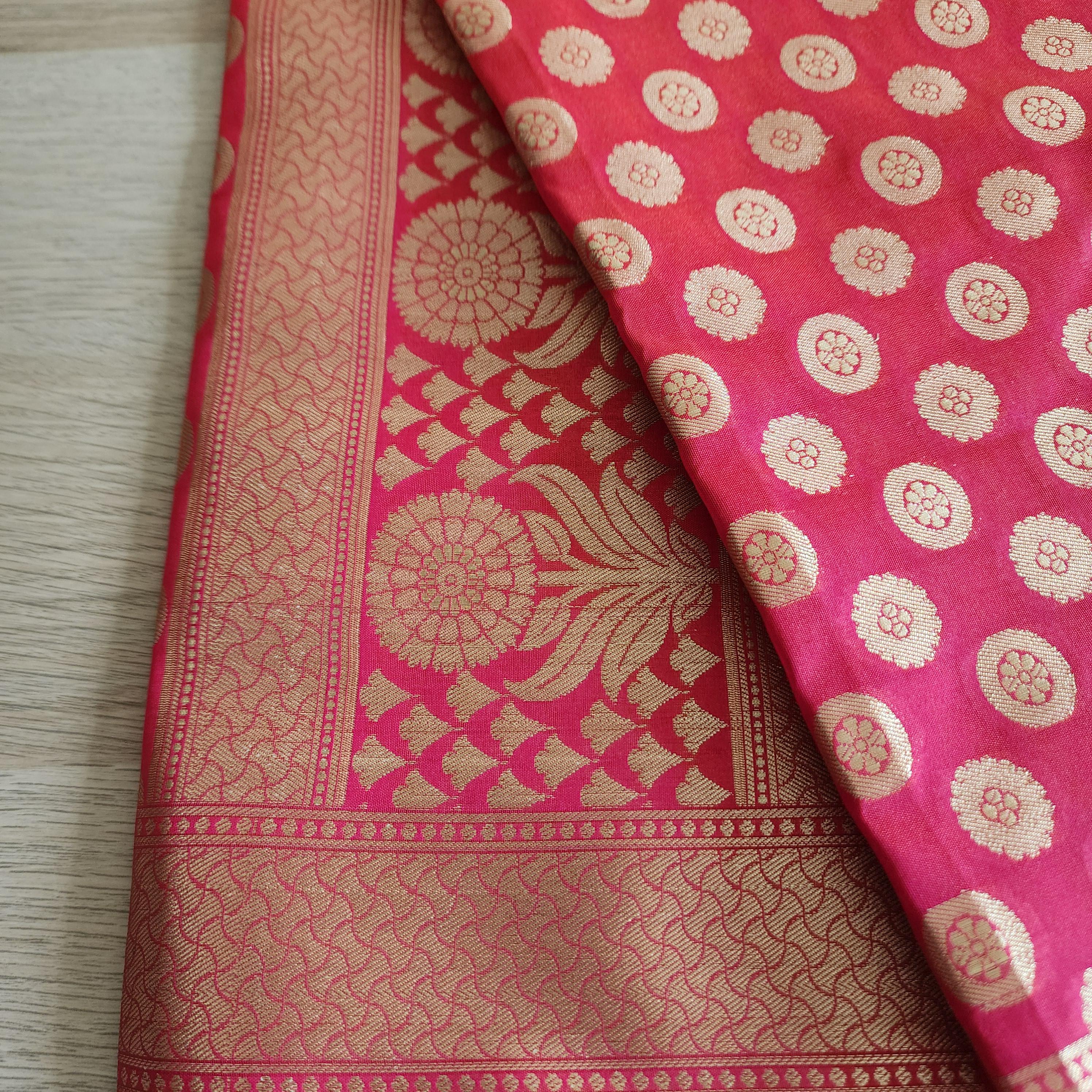 Banarasi Silk Pink Dupatta with gold handweaving, Indian traditional and Festive designer dupatta, luxurious soft Banarsi dupatta