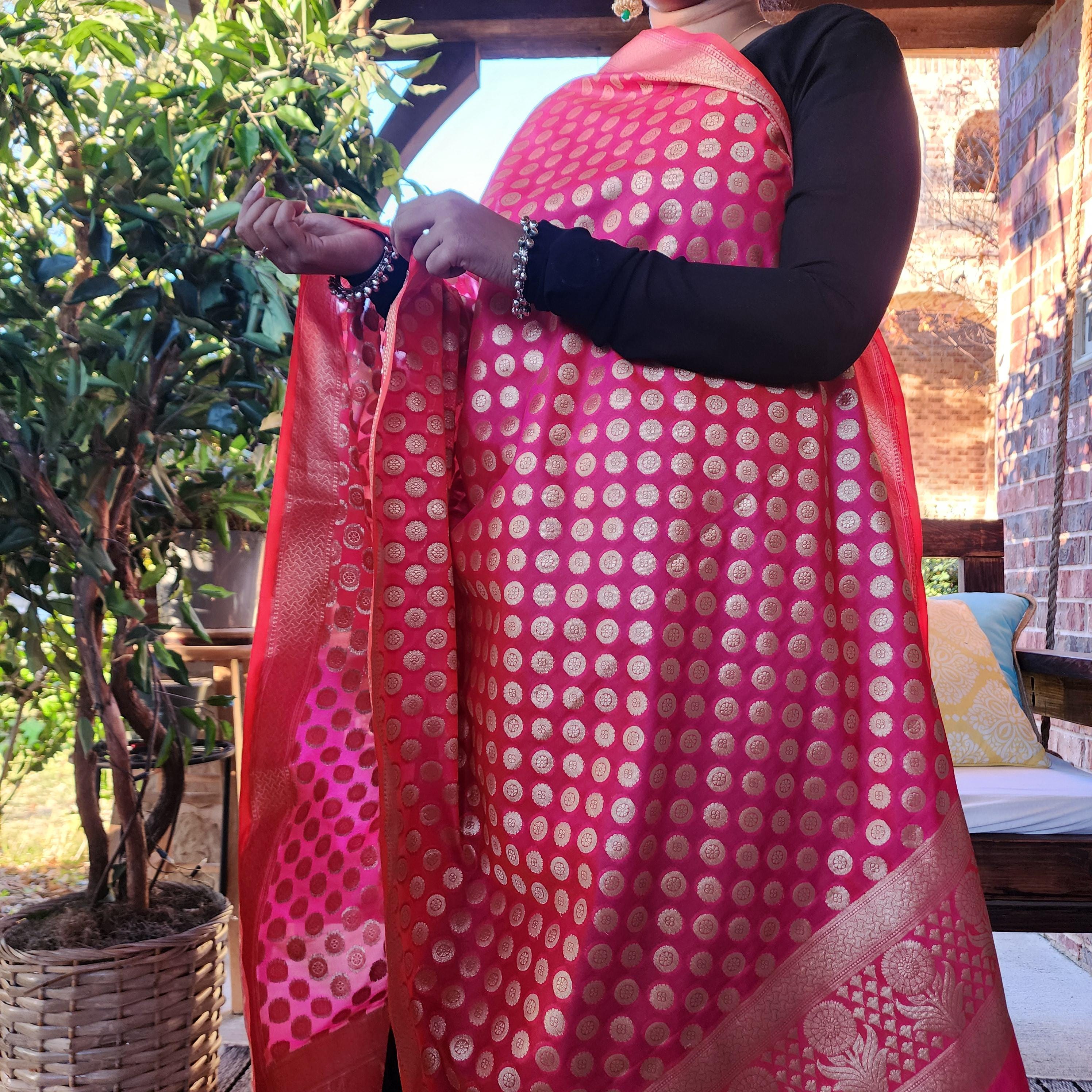 Banarasi Silk Pink Dupatta with gold handweaving, Indian traditional and Festive designer dupatta, luxurious soft Banarsi dupatta