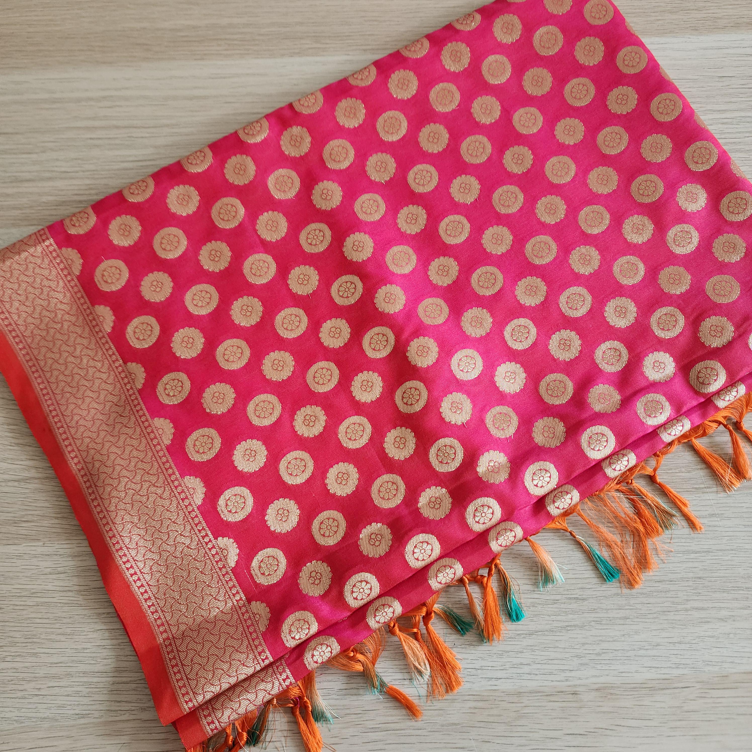Banarasi Silk Pink Dupatta with gold handweaving, Indian traditional and Festive designer dupatta, luxurious soft Banarsi dupatta