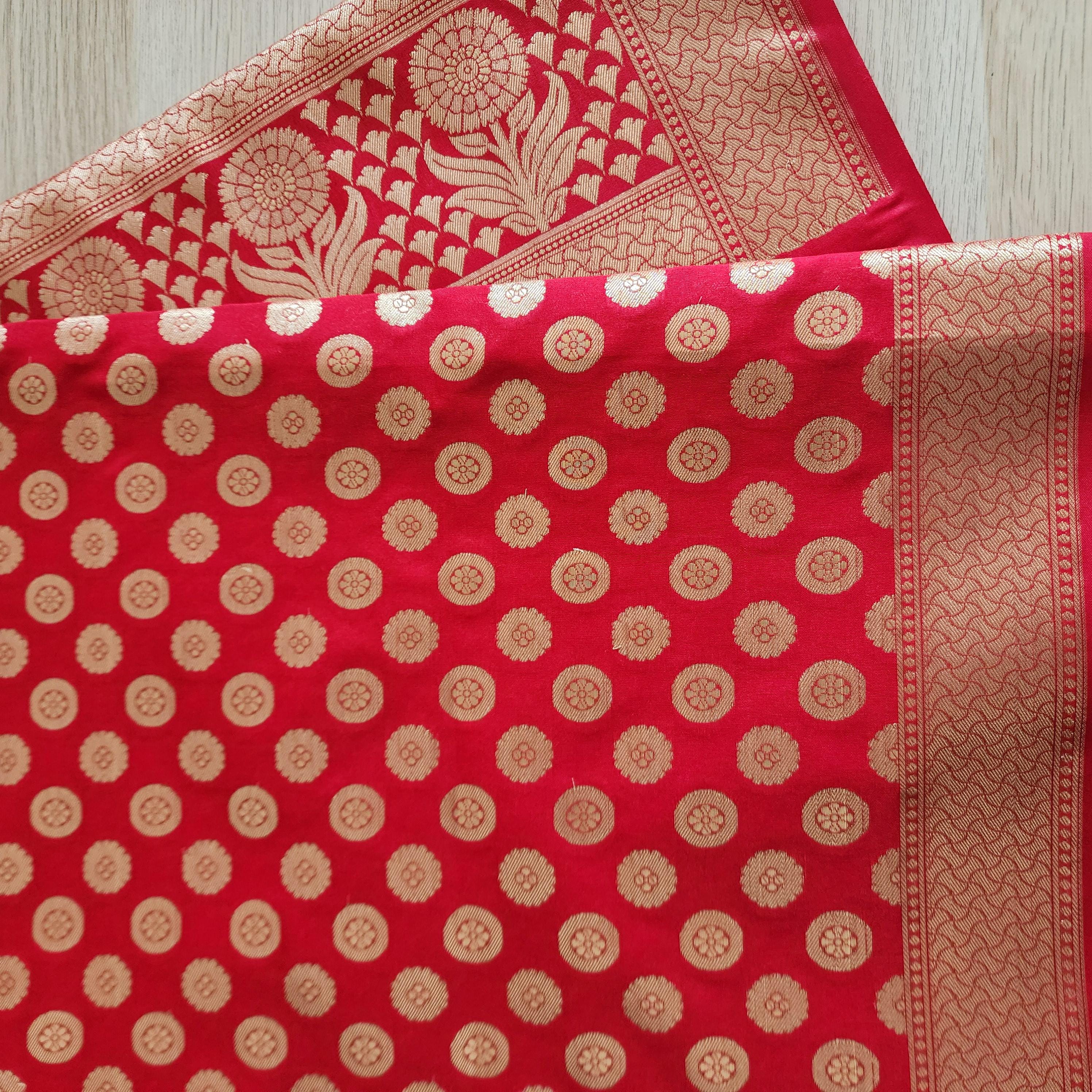 Banarasi Silk Red Dupatta with gold handweaving, Indian traditional and Festive designer dupatta, luxurious soft Banarsi dupatta