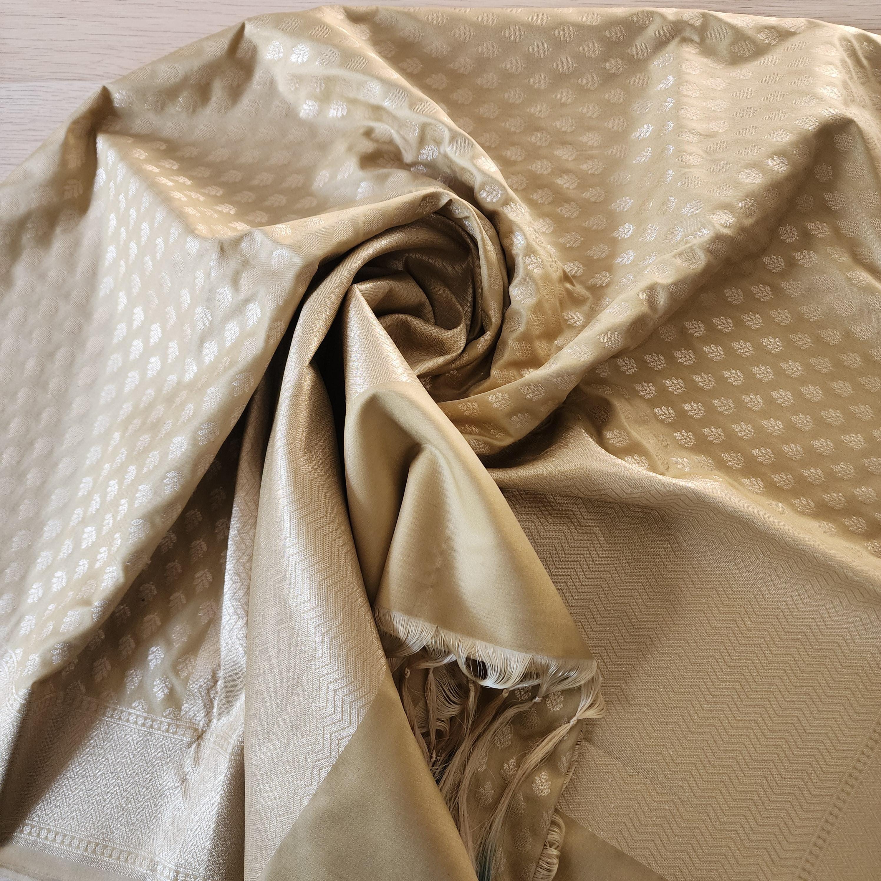 Banarasi Silk Biege Dupatta with gold handweaving, Indian traditional and Festive designer dupatta, luxurious soft Banarsi dupatta