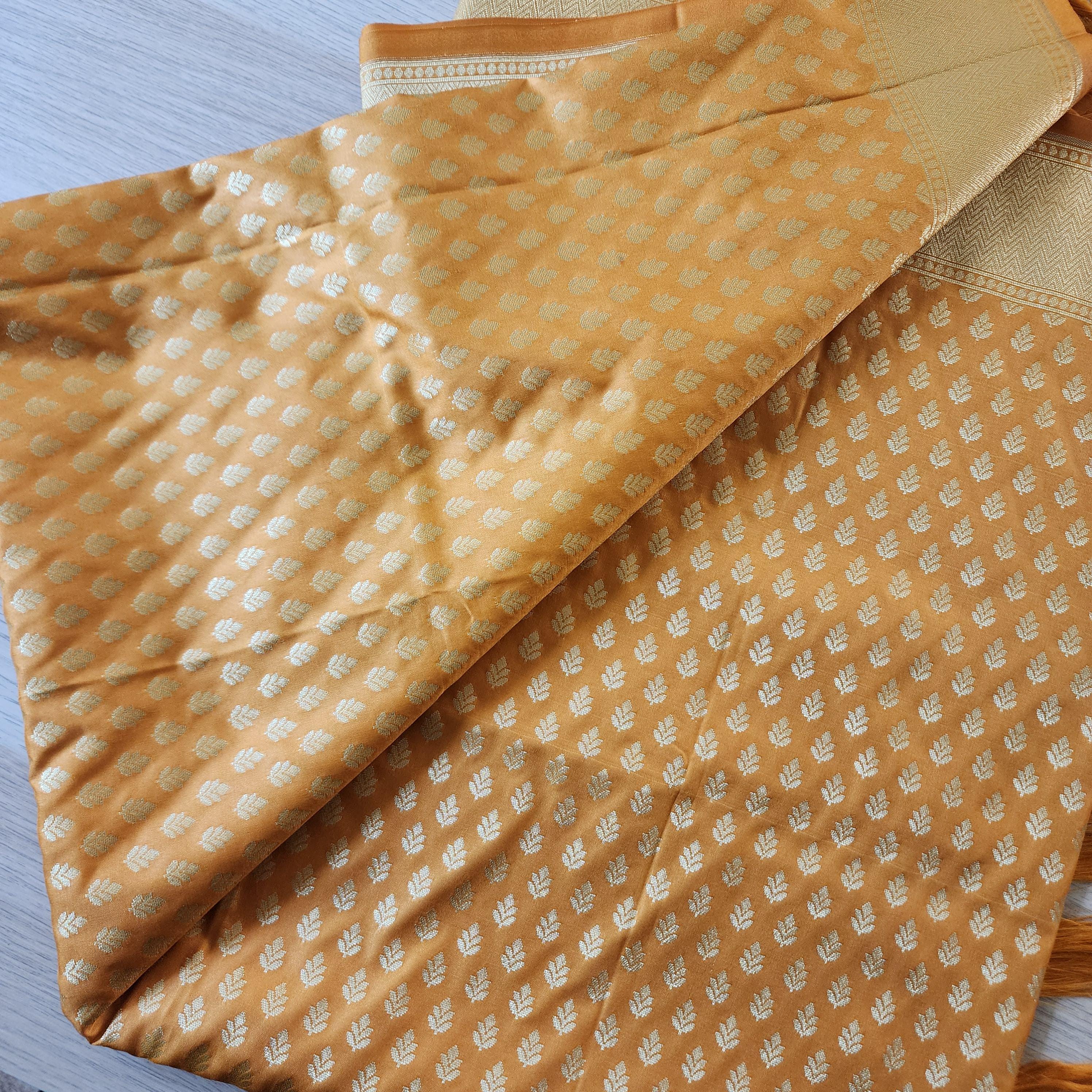 Banarasi Silk Mustard Yellow Dupatta with gold handweaving