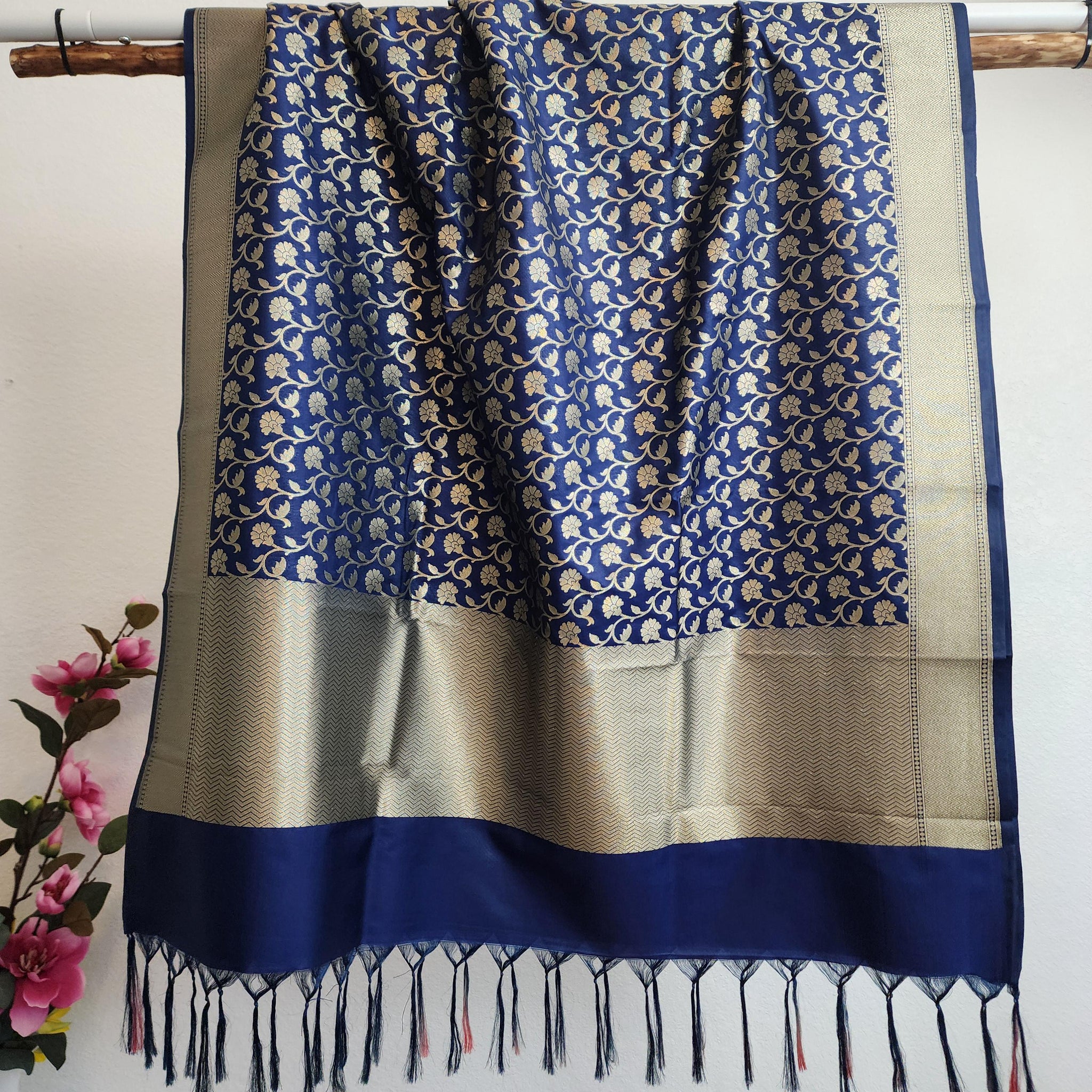 Dupatta silk royal blue main image 1