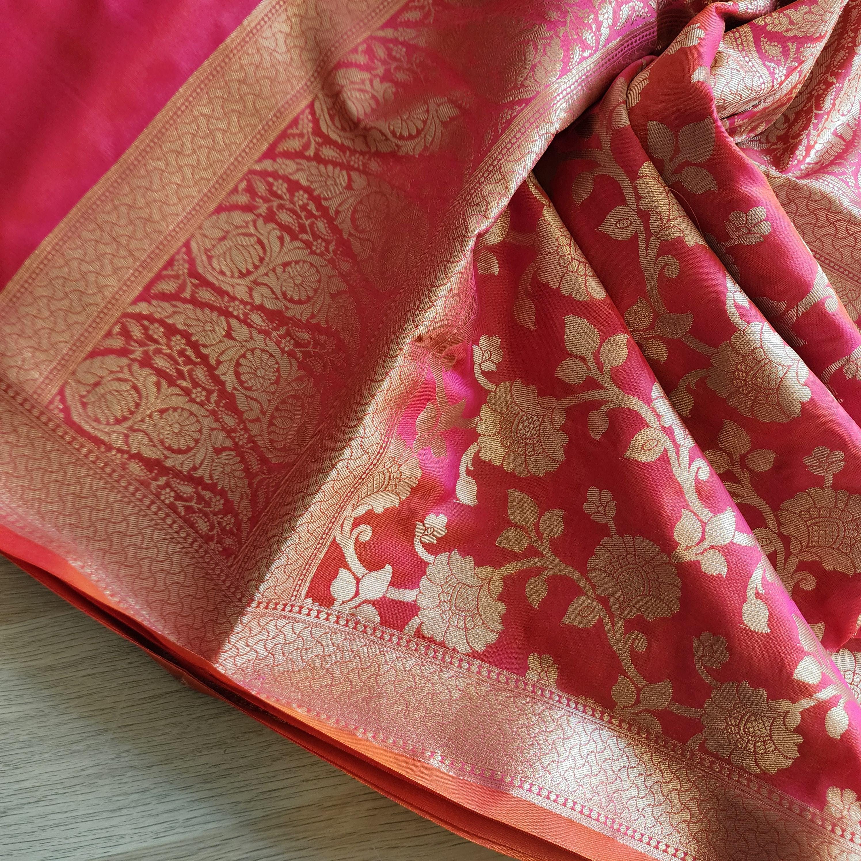 Banarasi Silk Peach Pink Dupatta with gold handweaving, Indian traditional and Festive designer dupatta, luxurious soft Banarsi dupatta