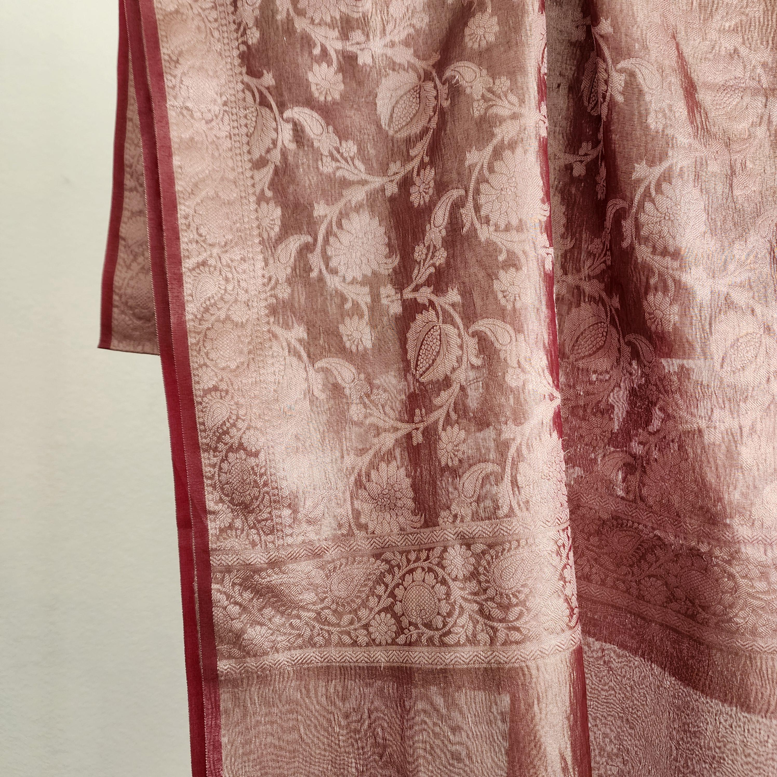 Tissue Silk Lavender Pink Dupatta, Crushed Tissue Indian traditional & Festive wear Dupatta