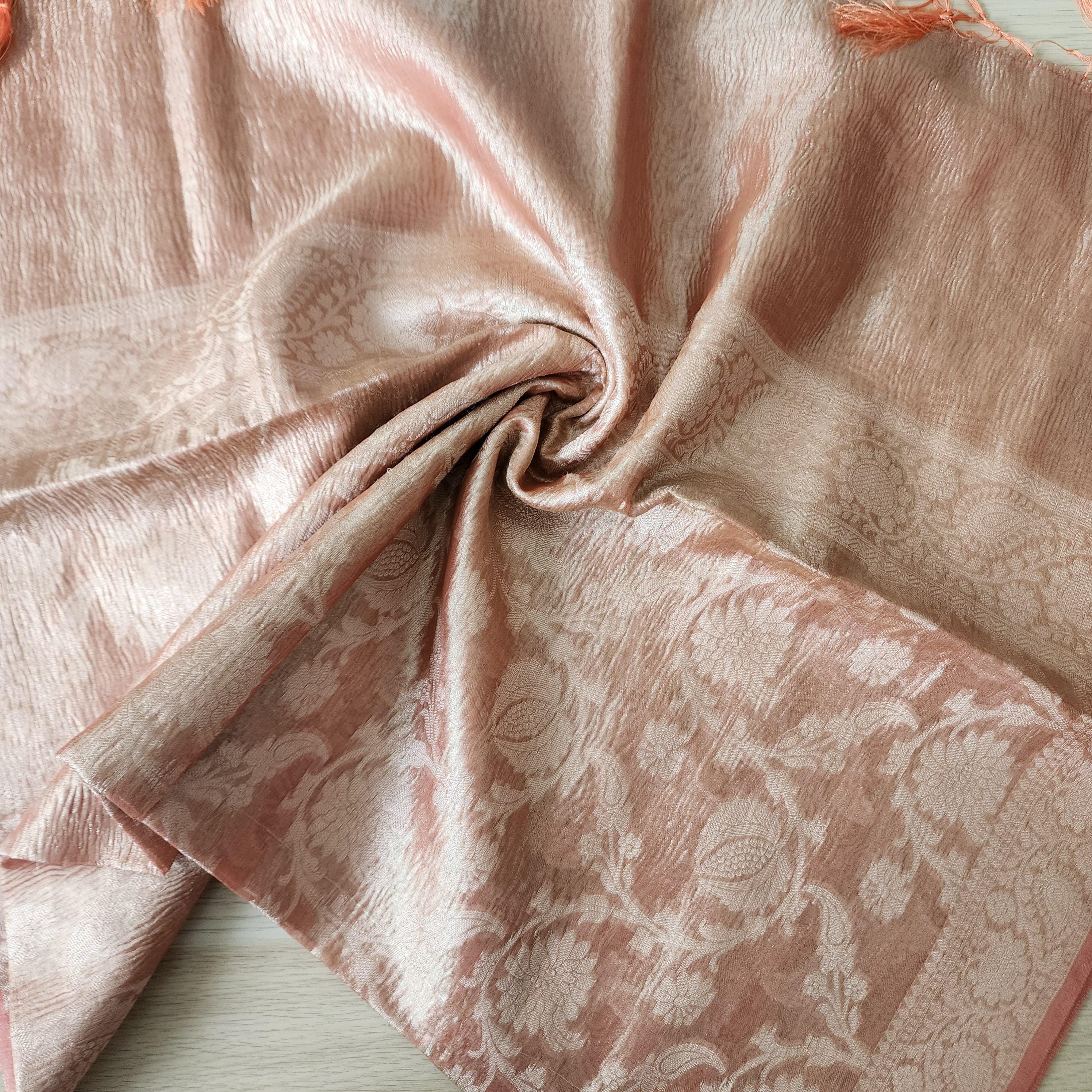 Tissue Silk Peach Dupatta, Crushed Tissue Indian traditional & Festive wear Dupatta