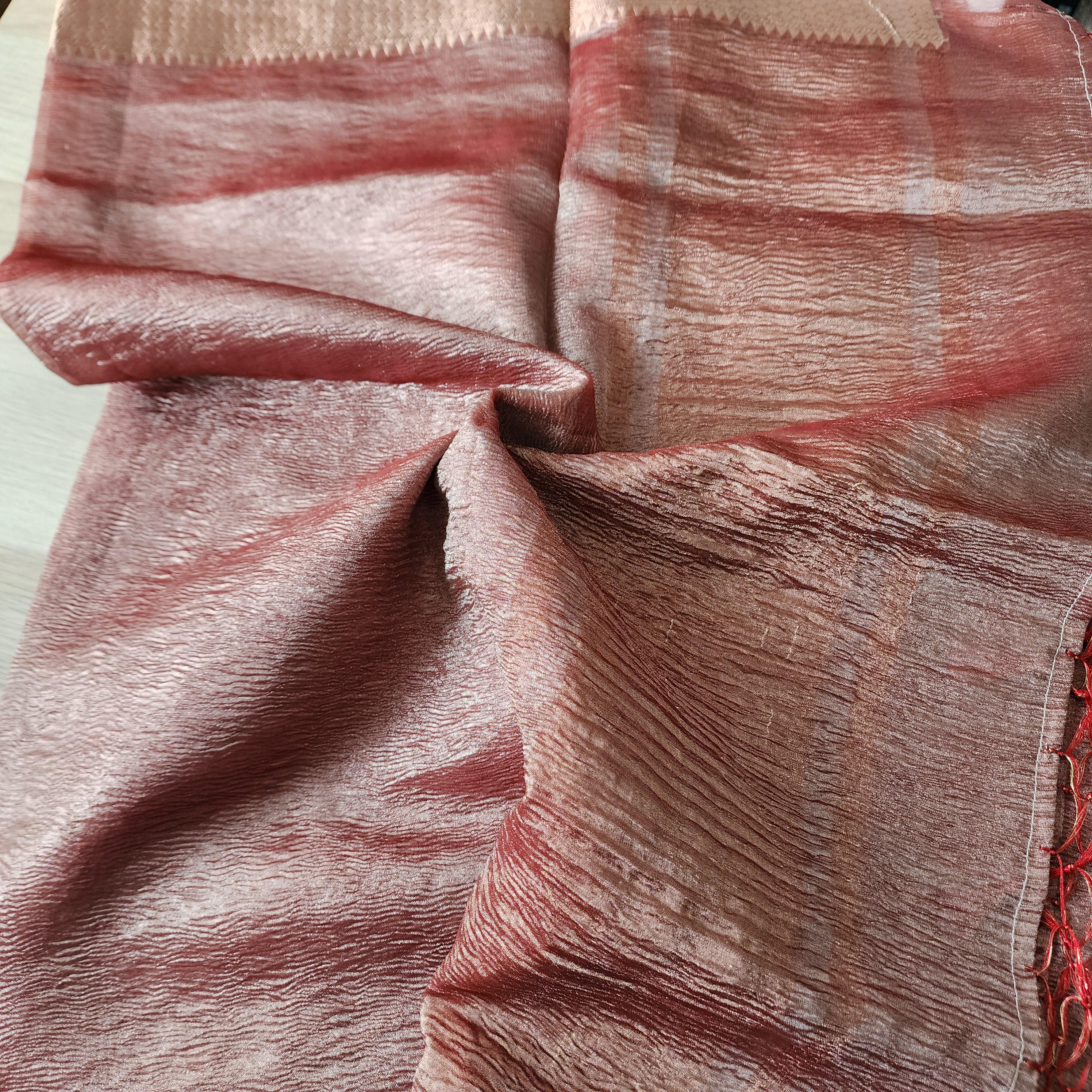 Tissue Silk Rust Red Dupatta, Crushed Tissue Indian traditional & Festive wear Dupatta