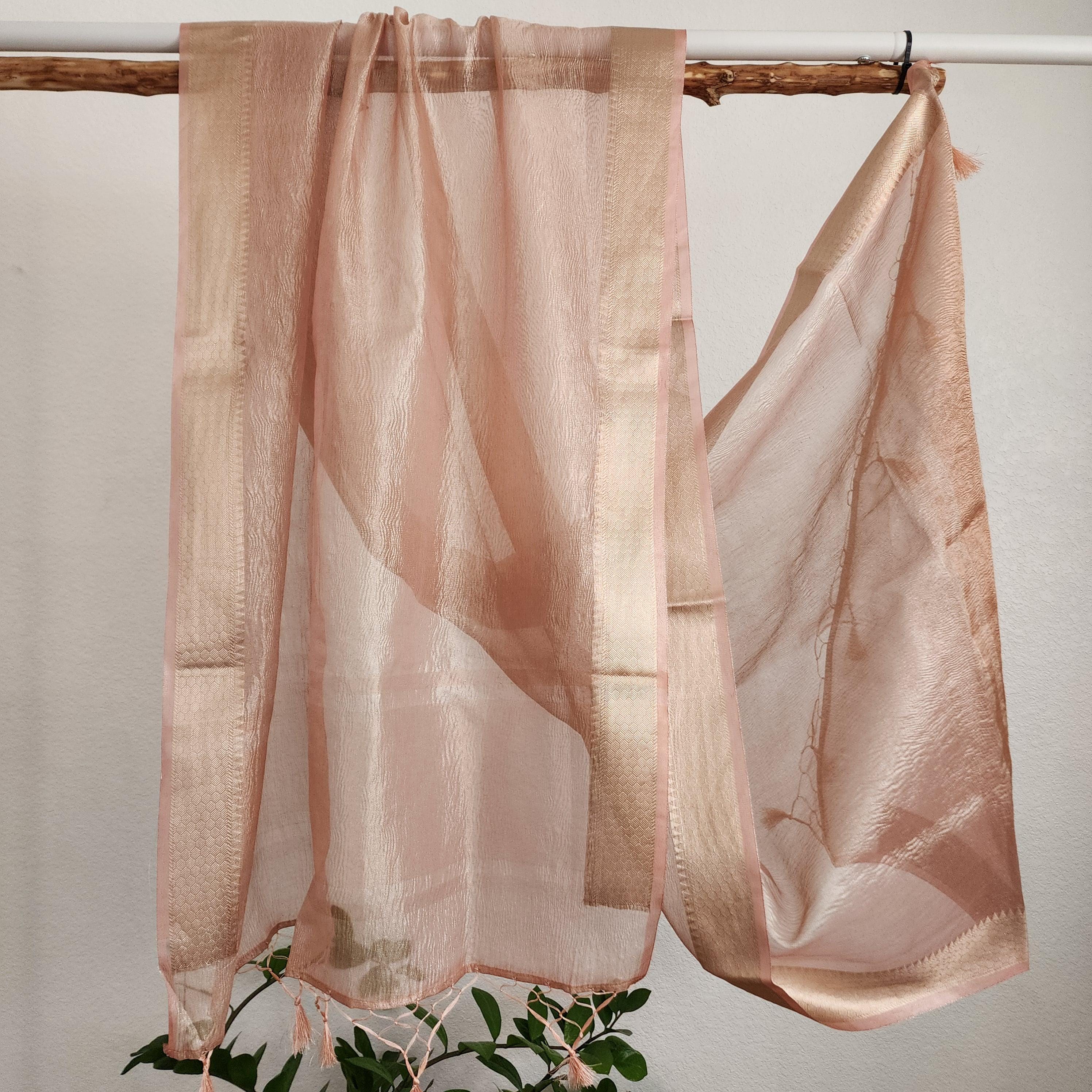 Tissue Silk Peach Dupatta, Crushed Tissue Indian traditional & Festive wear Dupatta