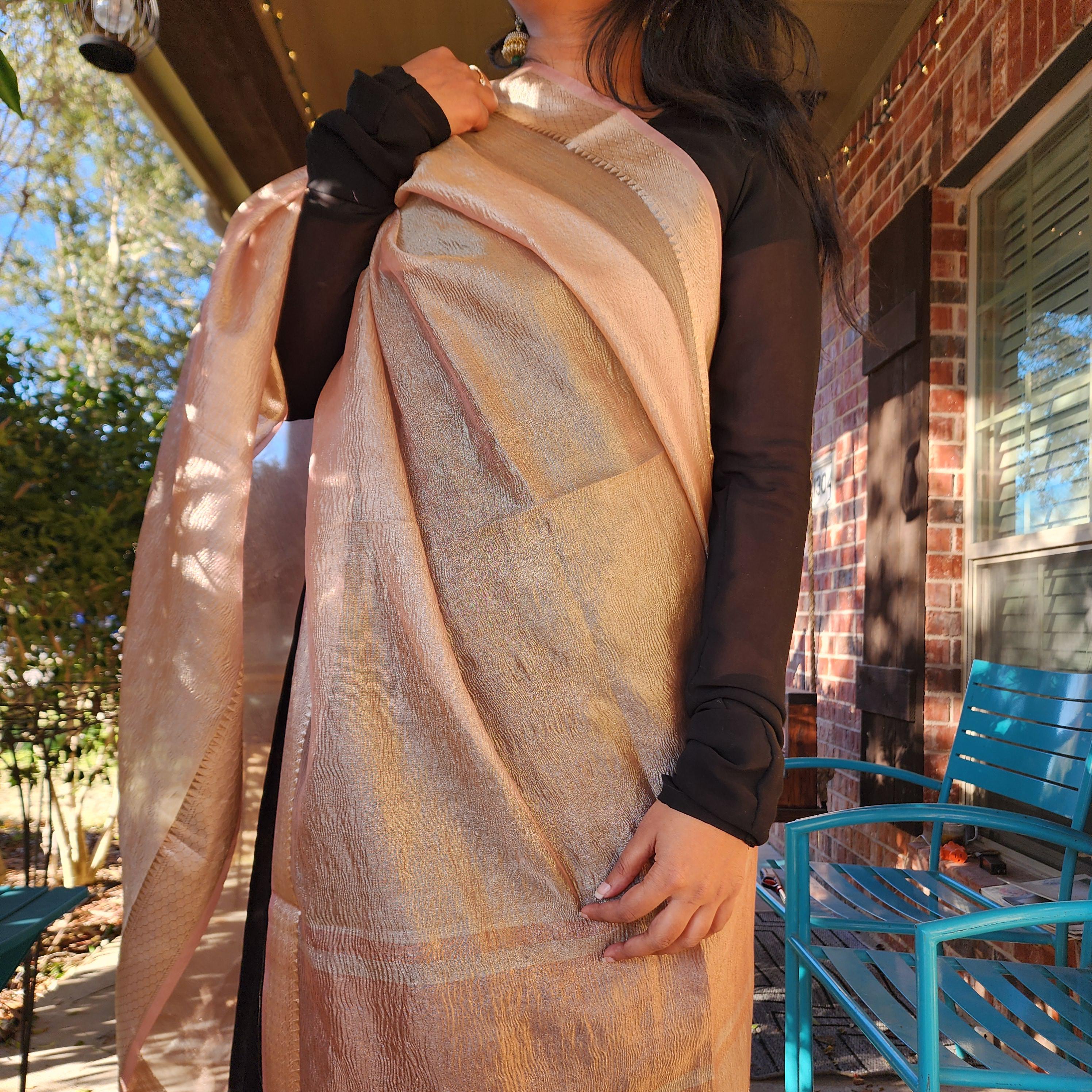Tissue Silk Peach Dupatta, Crushed Tissue Indian traditional & Festive wear Dupatta