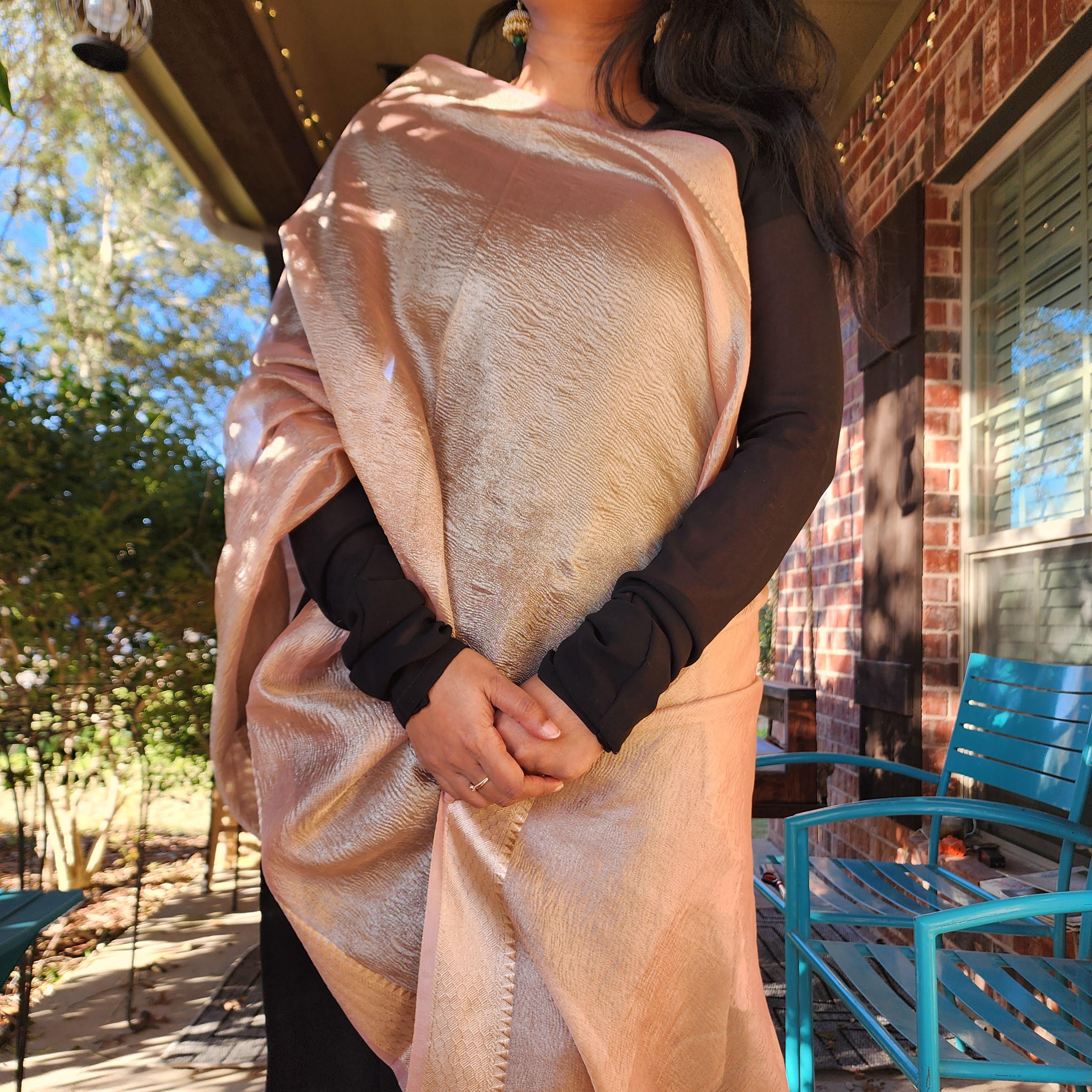 Tissue Silk Peach Dupatta, Crushed Tissue Indian traditional & Festive wear Dupatta