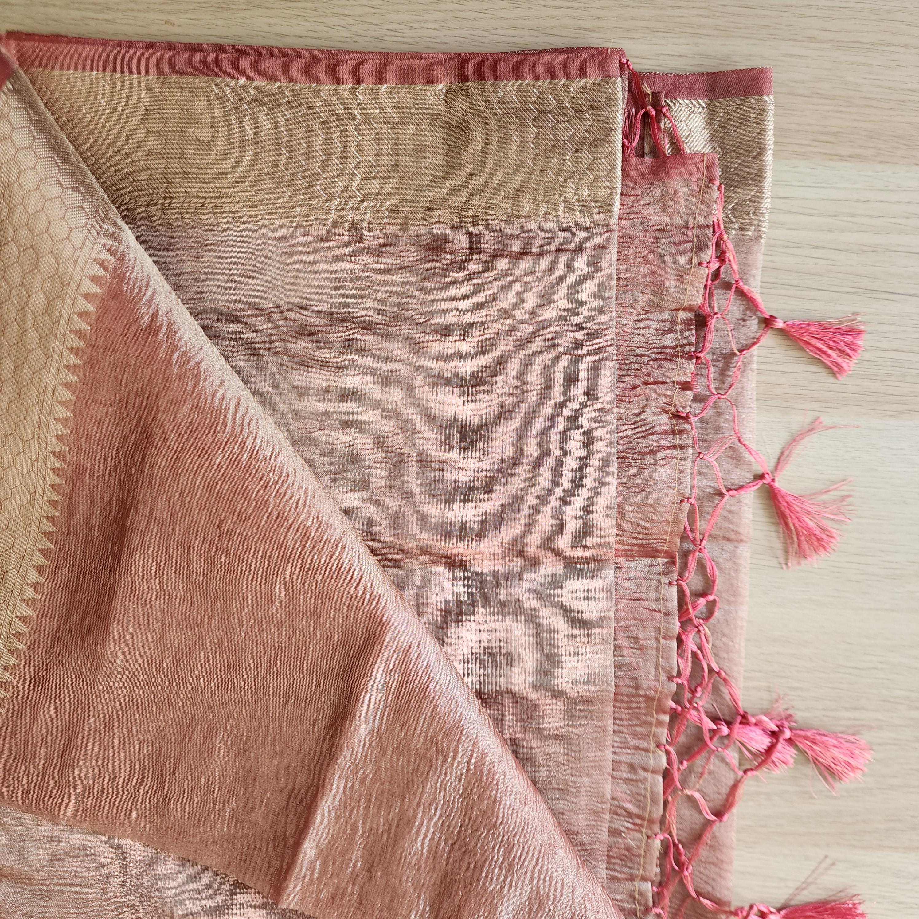 Tissue Silk Rust Pink Dupatta, Crushed Tissue Indian traditional & Festive wear Dupatta