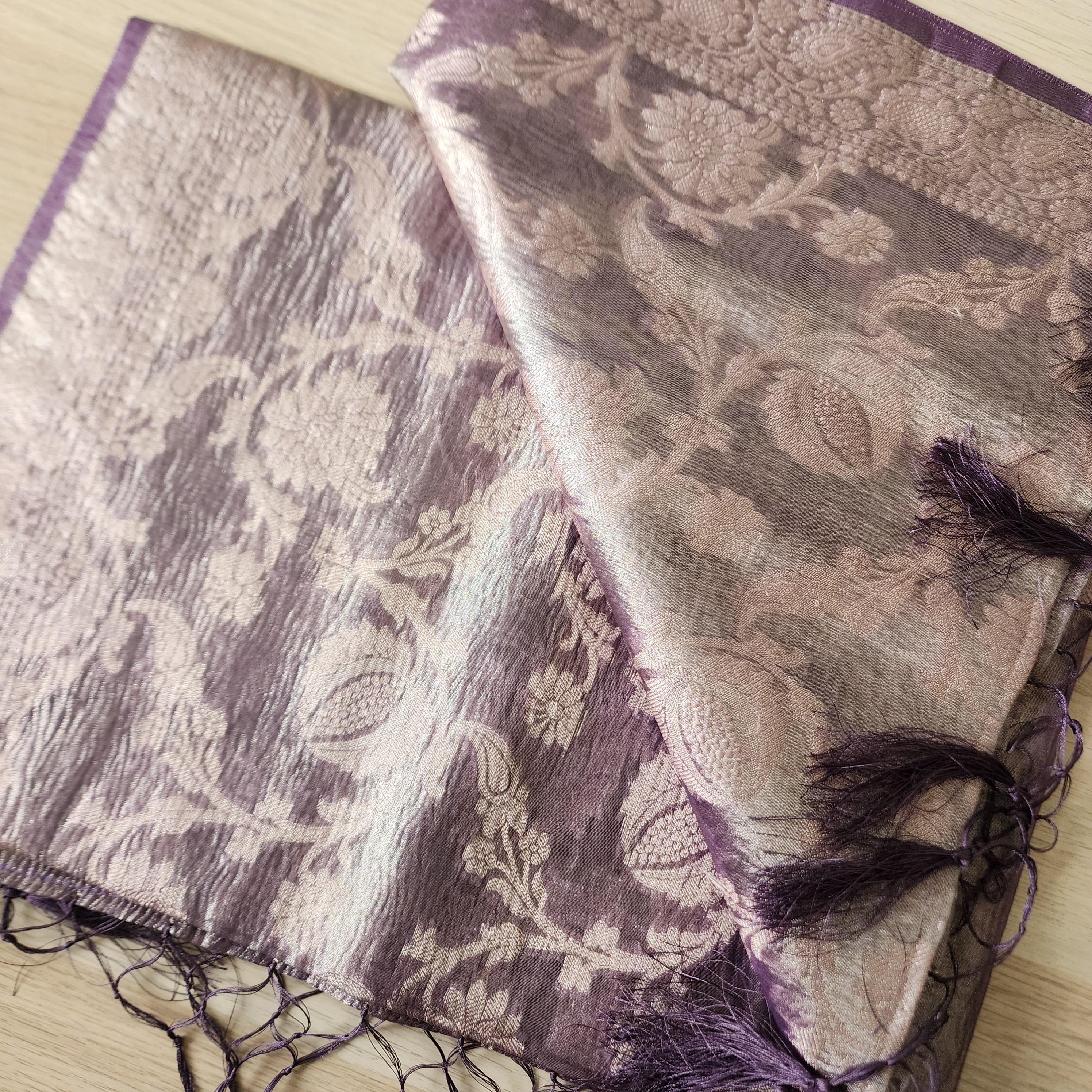 Tissue Silk Purple Dupatta, Crushed Tissue Indian traditional & Festive wear Dupatta