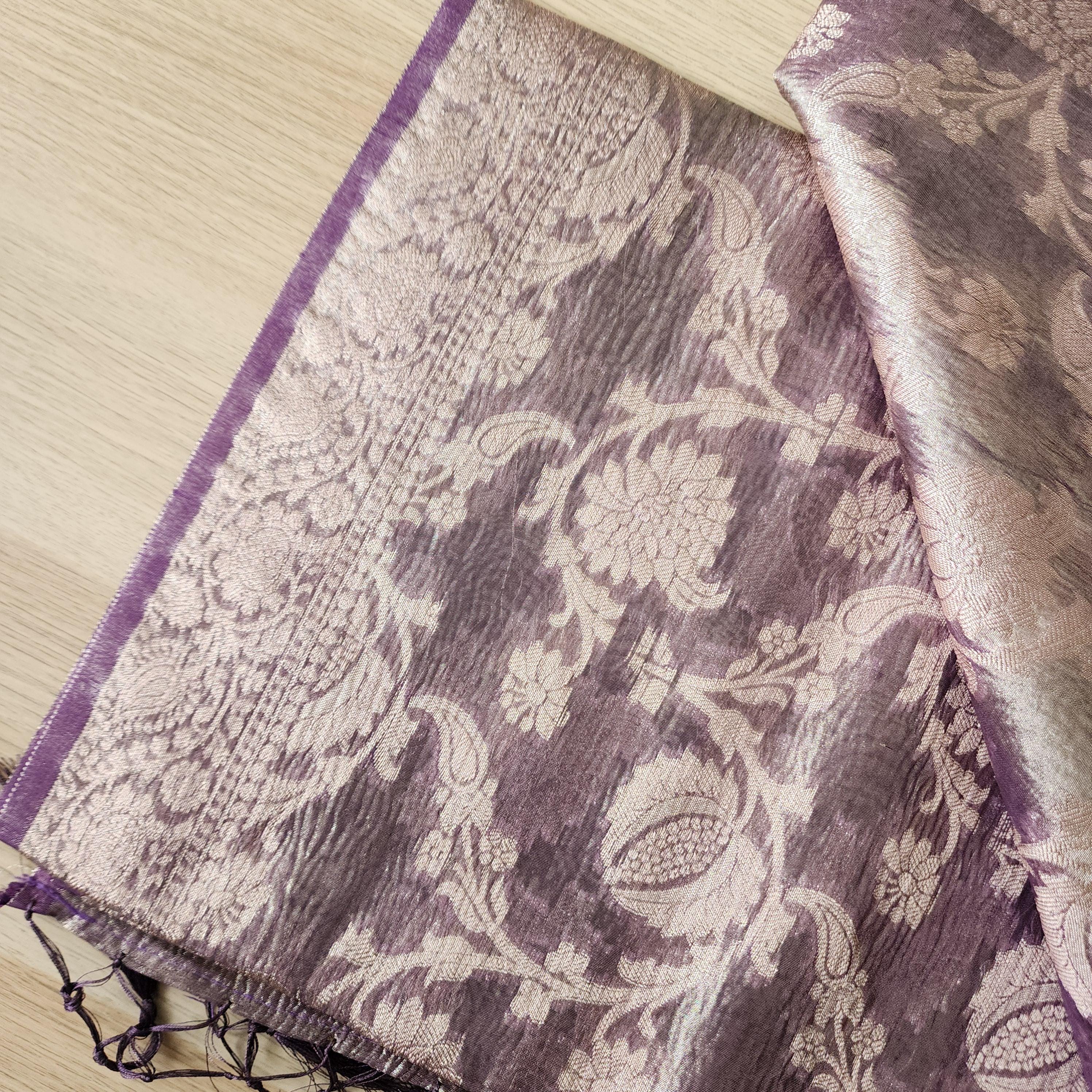 Tissue Silk Purple Dupatta, Crushed Tissue Indian traditional & Festive wear Dupatta