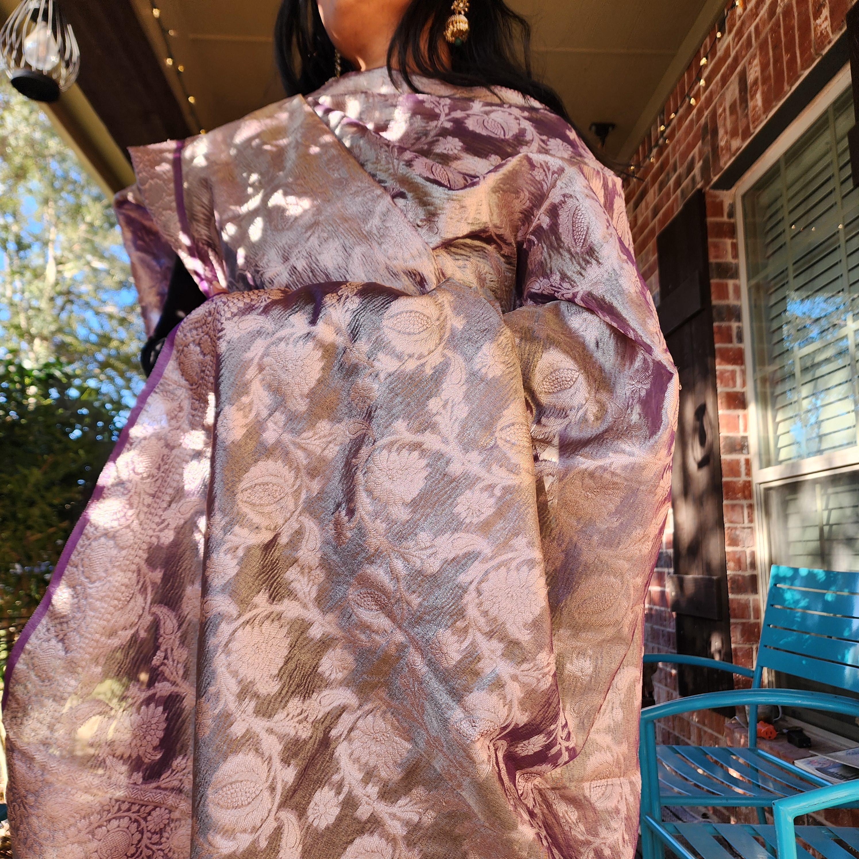 Tissue Silk Purple Dupatta, Crushed Tissue Indian traditional & Festive wear Dupatta