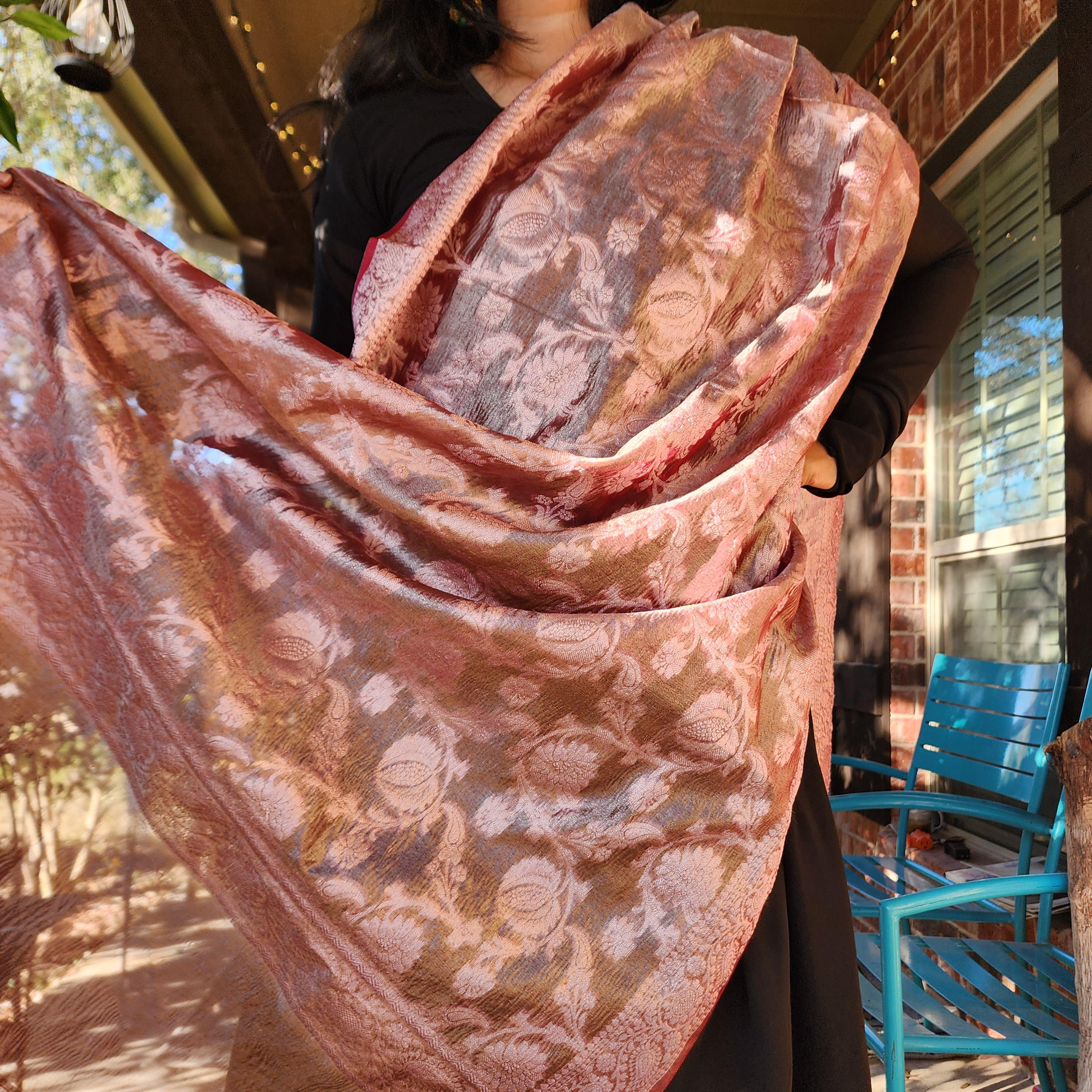 Tissue Silk Lavender Pink Dupatta, Crushed Tissue Indian traditional & Festive wear Dupatta