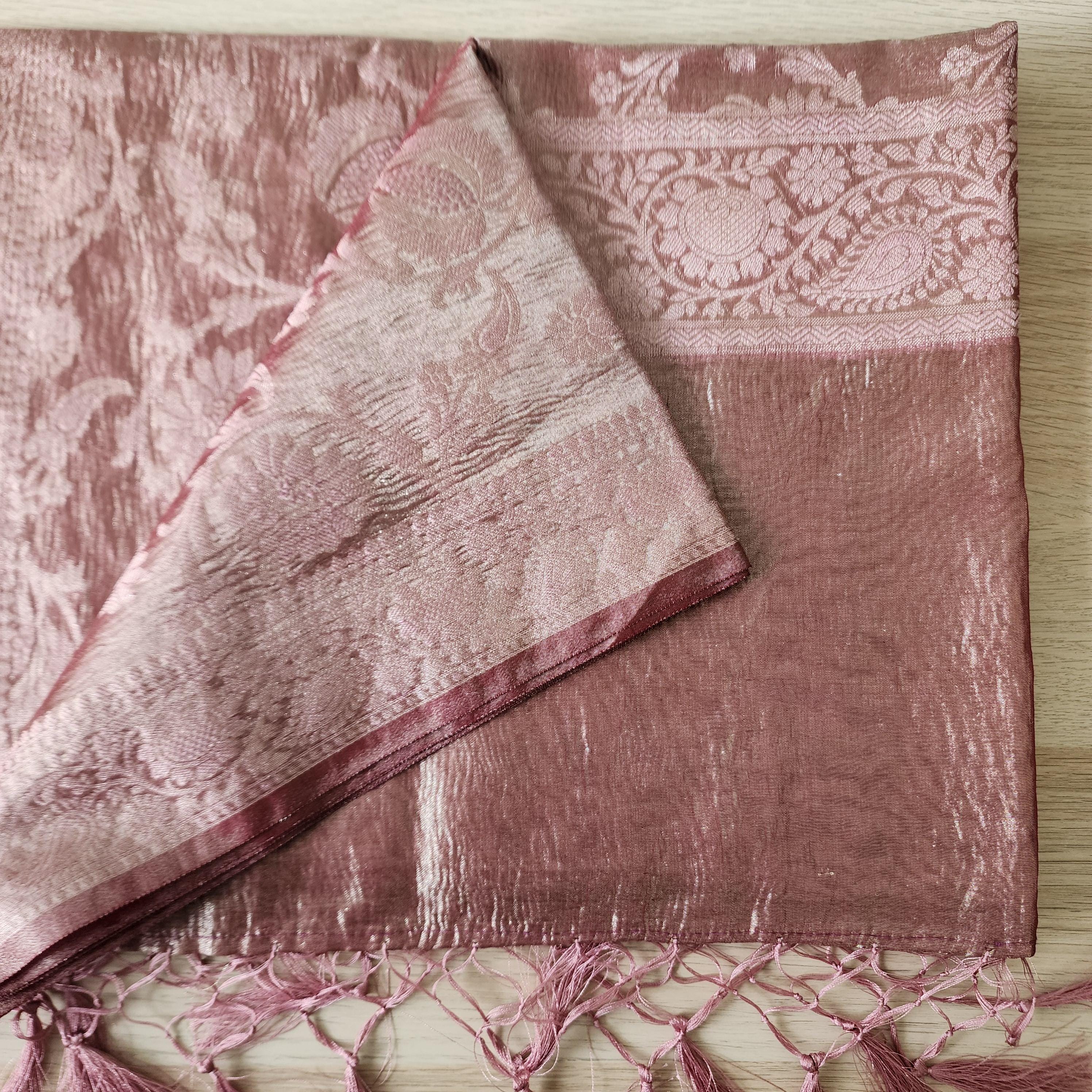 Tissue Silk Lavender Pink Dupatta, Crushed Tissue Indian traditional & Festive wear Dupatta
