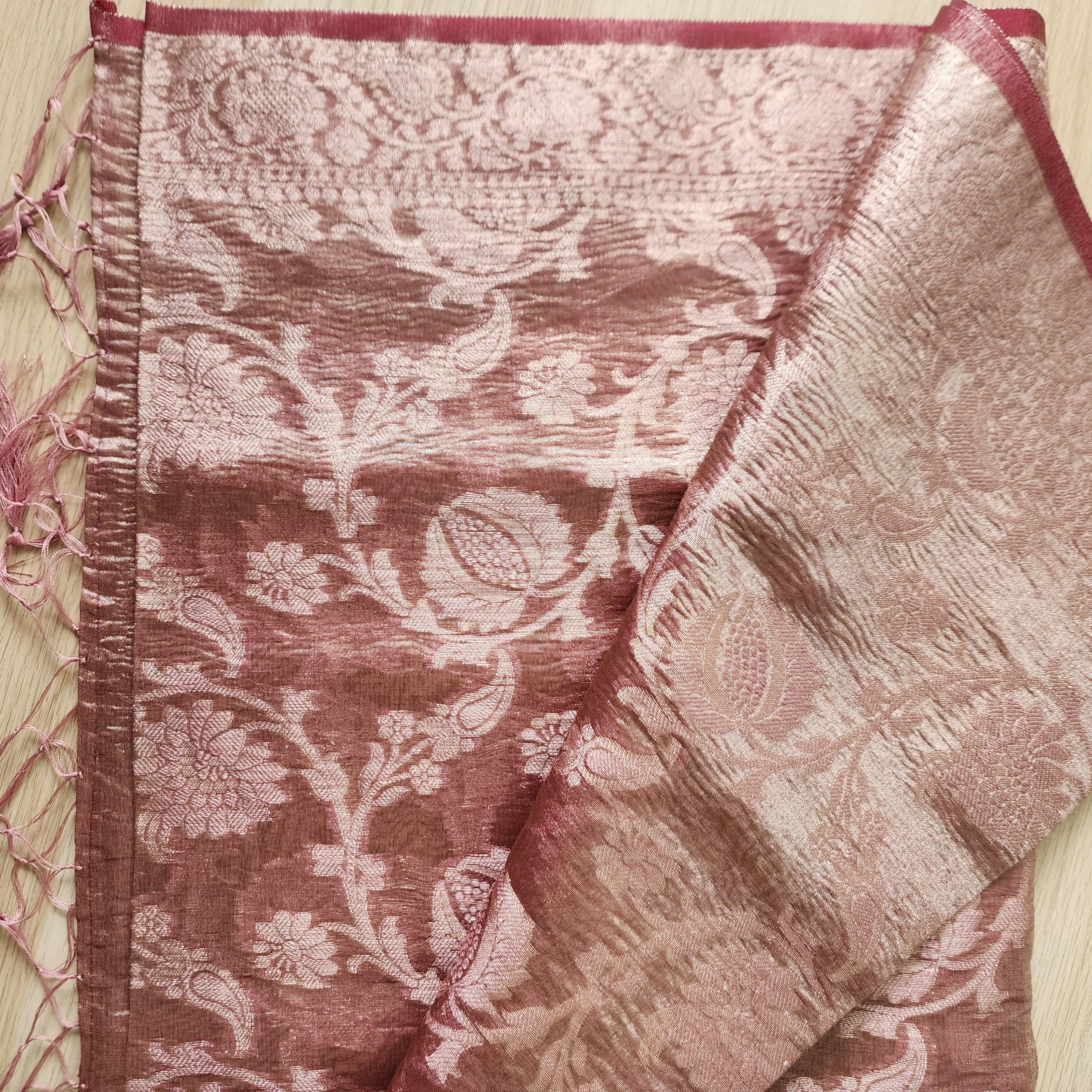 Tissue Silk Lavender Pink Dupatta, Crushed Tissue Indian traditional & Festive wear Dupatta