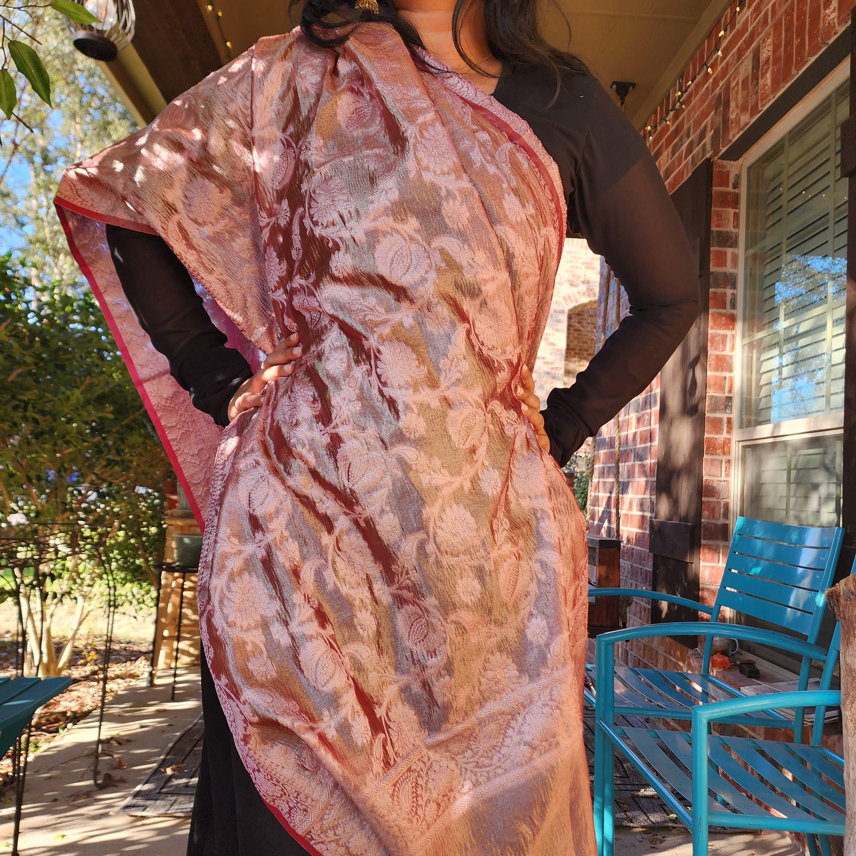 Tissue Silk Lavender Pink Dupatta, Crushed Tissue Indian traditional & Festive wear Dupatta