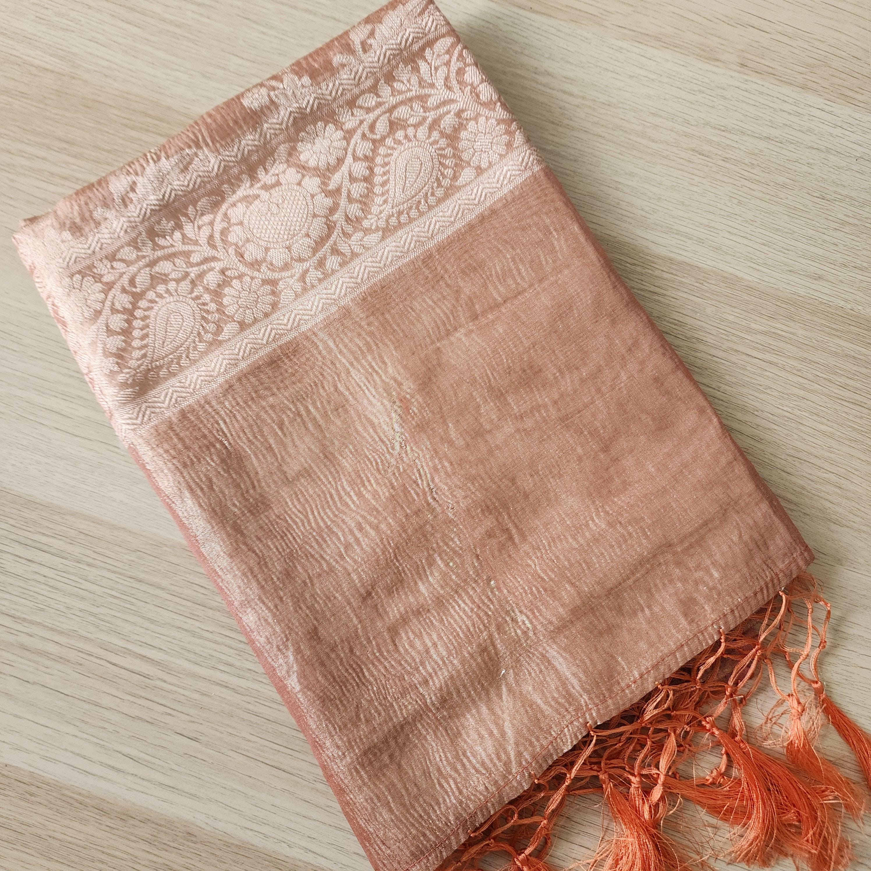 Tissue Silk Peach Dupatta, Crushed Tissue Indian traditional & Festive wear Dupatta