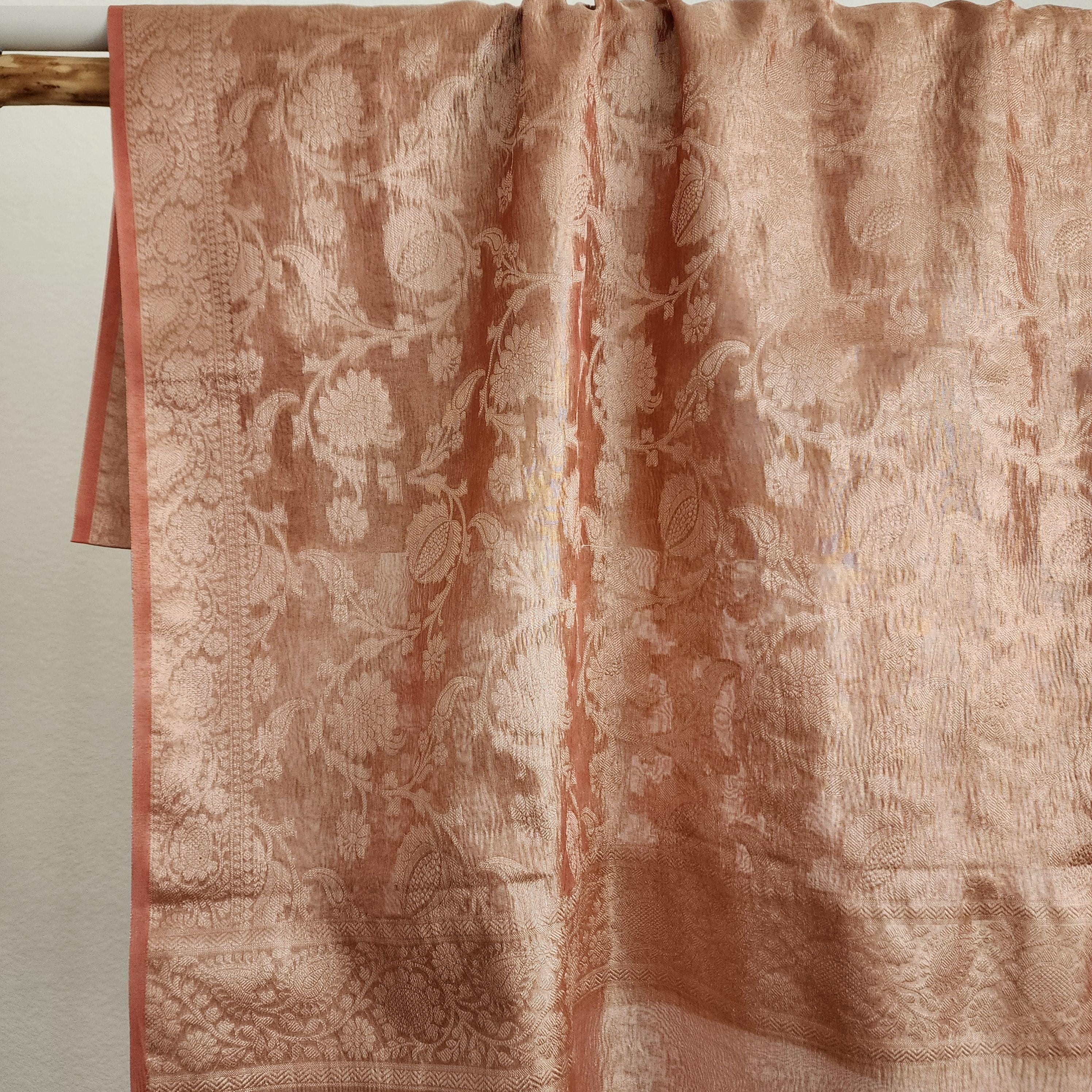 Tissue Silk Peach Dupatta, Crushed Tissue Indian traditional & Festive wear Dupatta