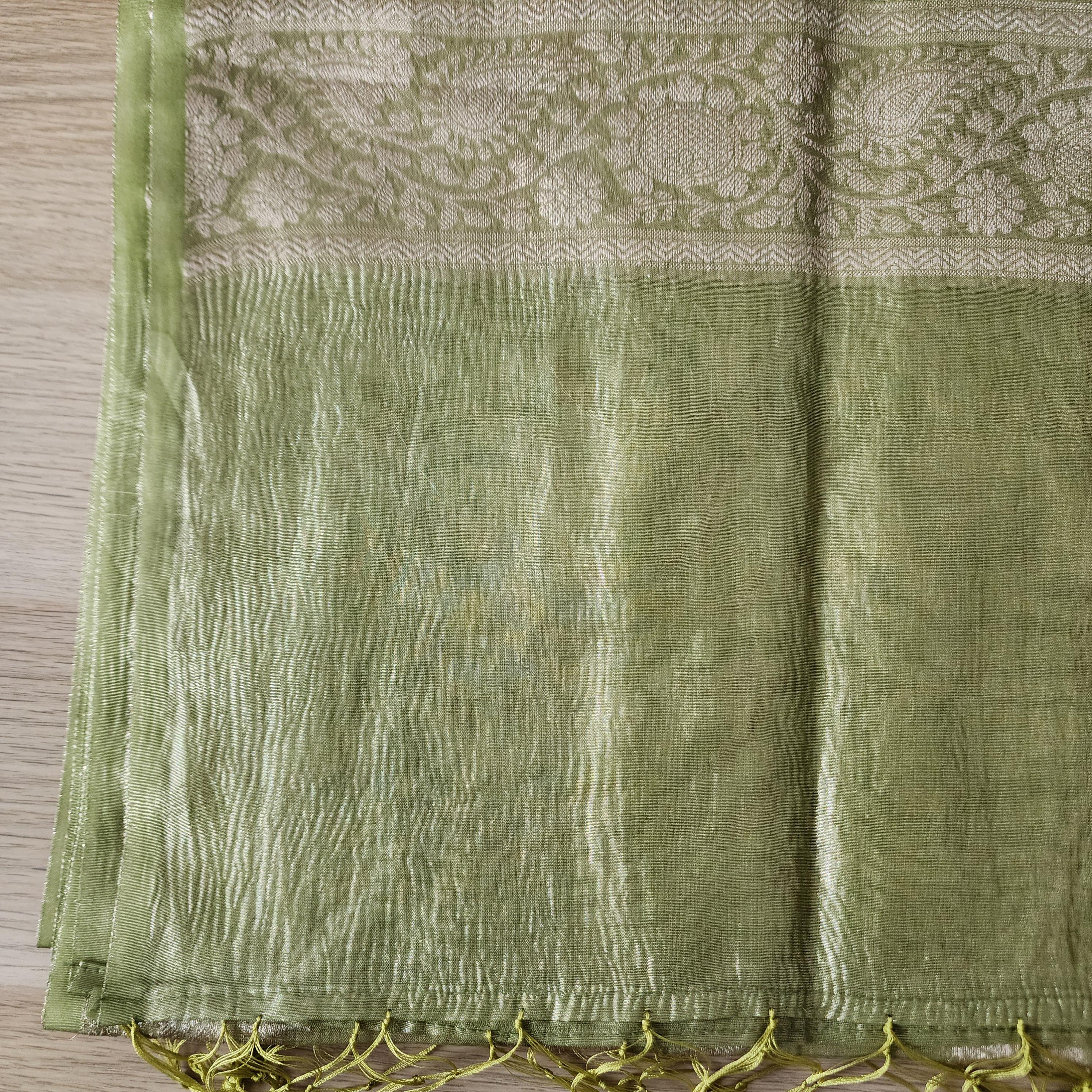 Tissue Silk Green Dupatta, Crushed Tissue Indian traditional & Festive wear Dupatta
