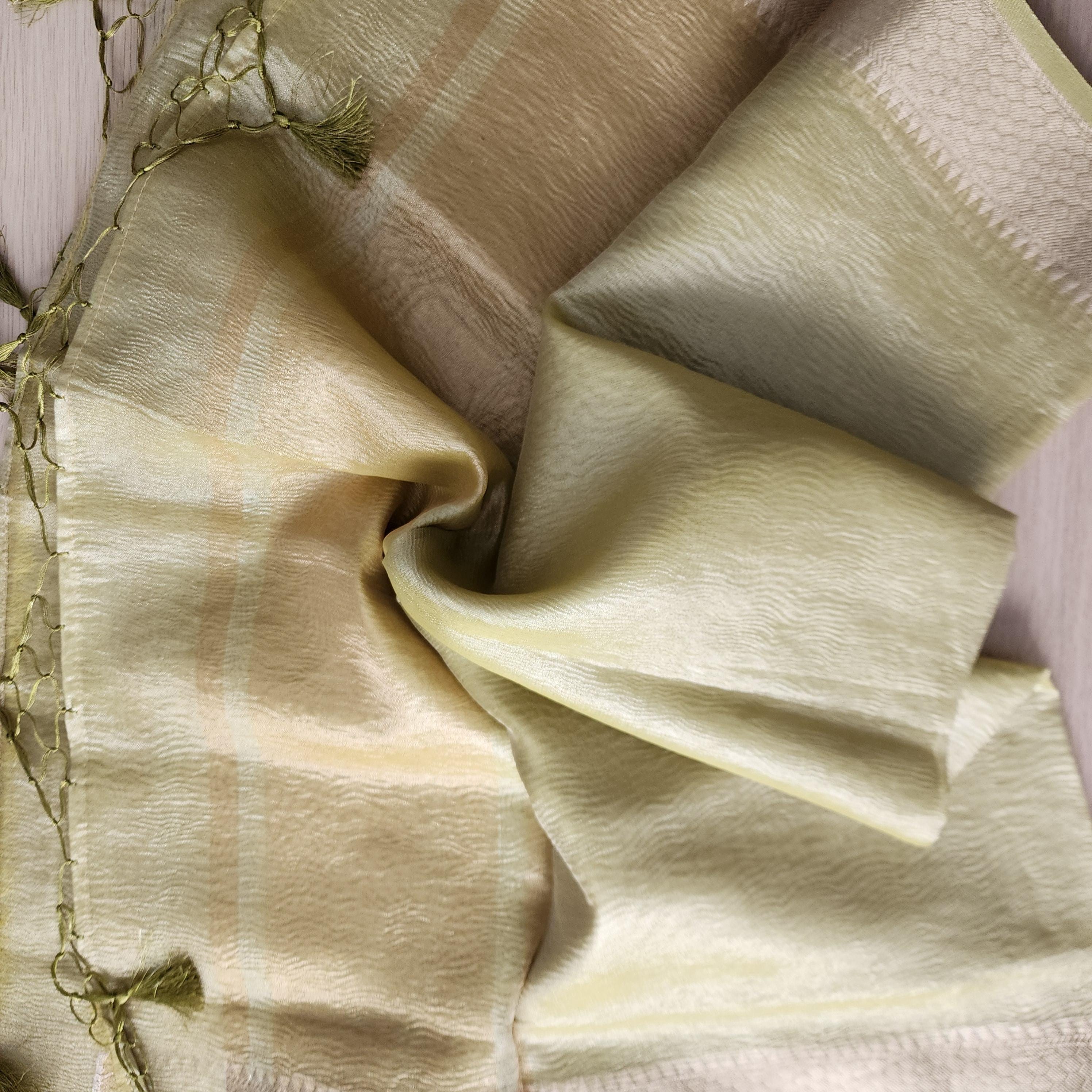 Tissue Silk Lime Green Dupatta, Crushed Tissue Indian traditional & Festive wear Dupatta