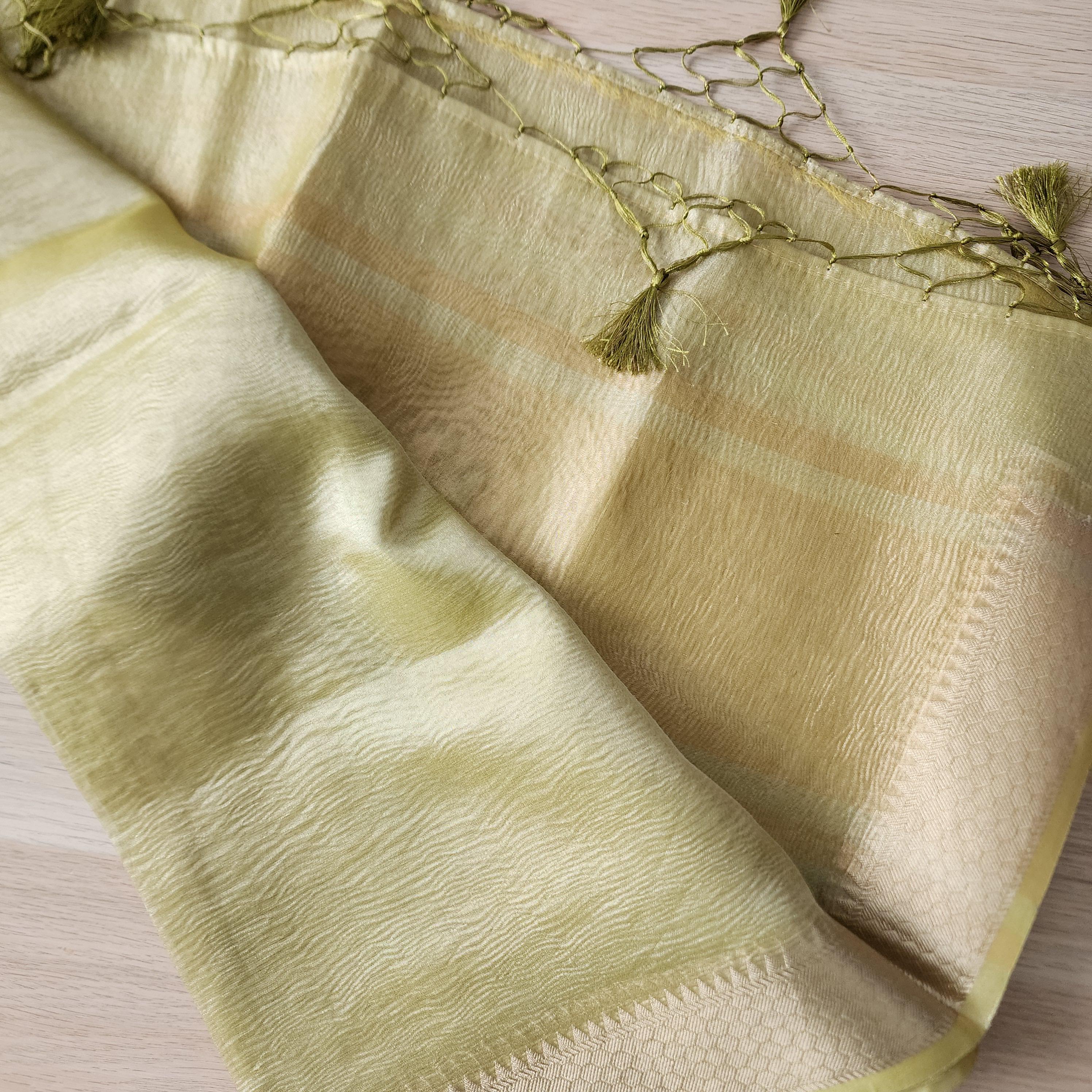 Tissue Silk Lime Green Dupatta, Crushed Tissue Indian traditional & Festive wear Dupatta