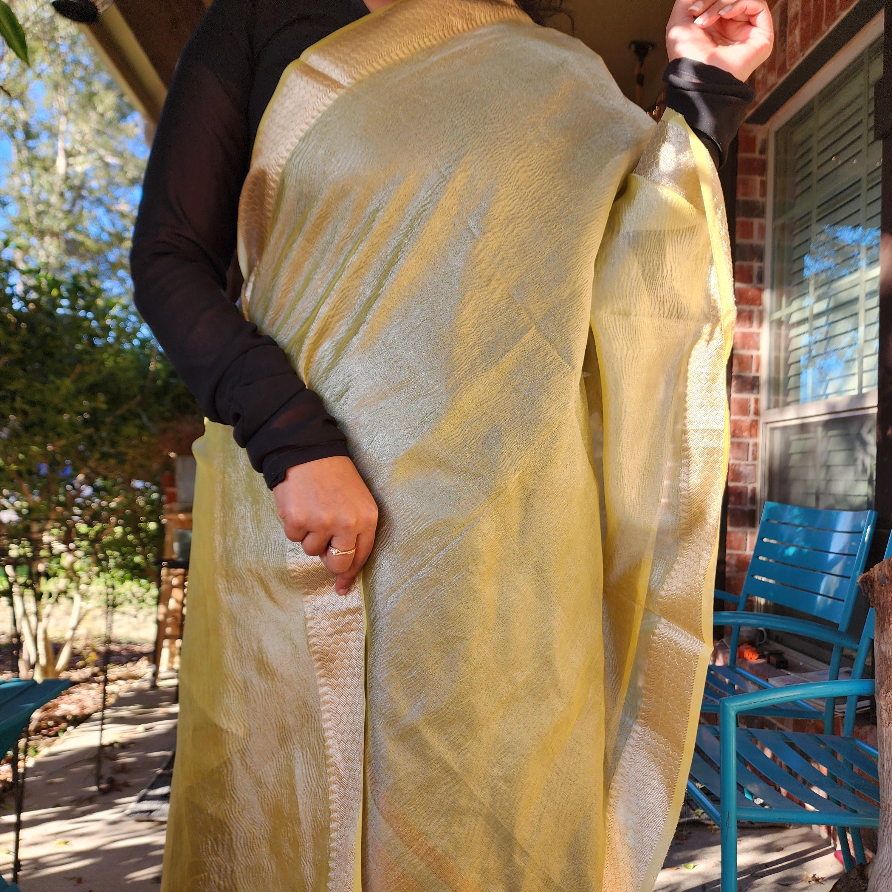 Tissue Silk Lime Green Dupatta, Crushed Tissue Indian traditional & Festive wear Dupatta