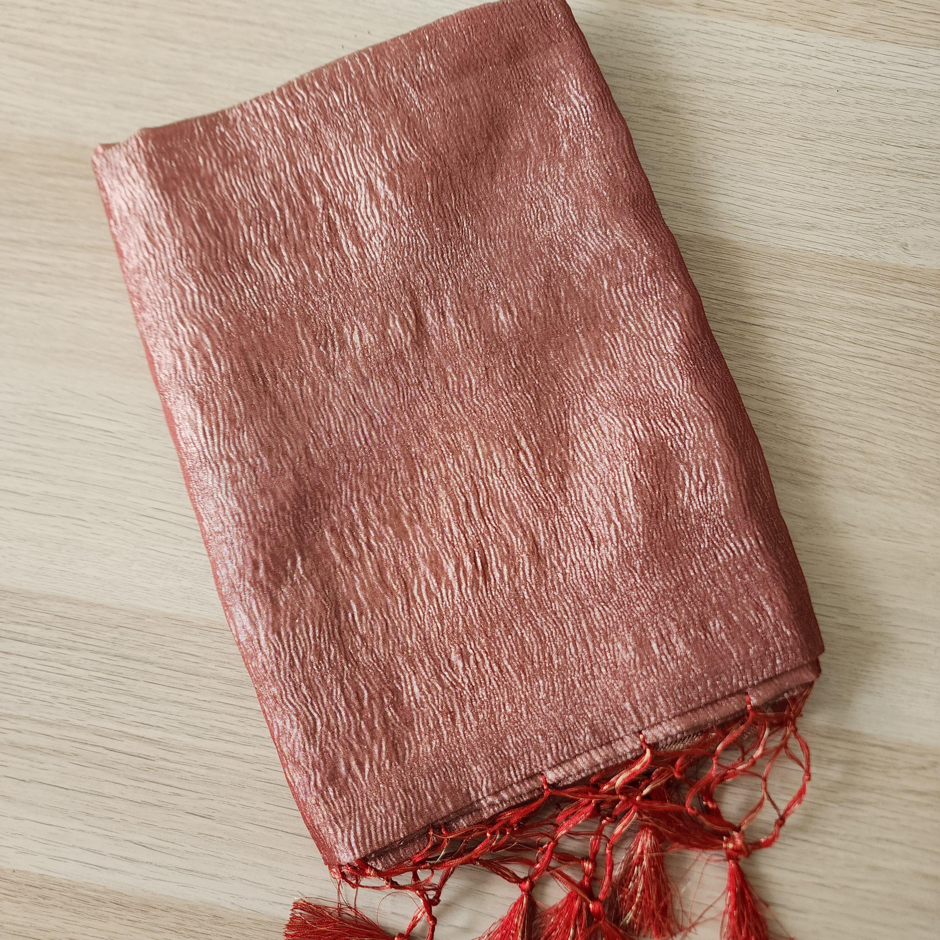 Tissue Silk Rust Red Dupatta, Crushed Tissue Indian traditional & Festive wear Dupatta