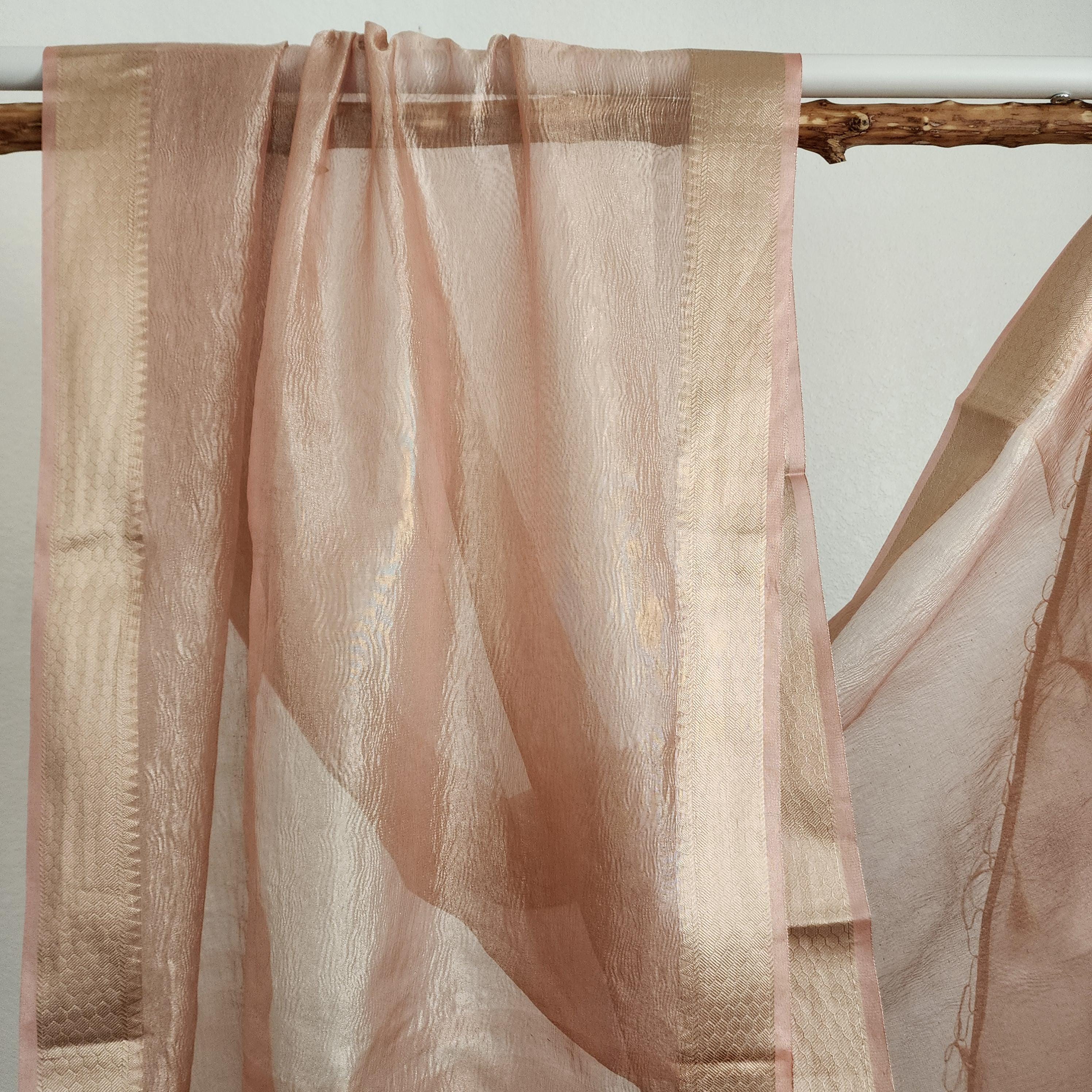 Tissue Silk Peach Dupatta, Crushed Tissue Indian traditional & Festive wear Dupatta