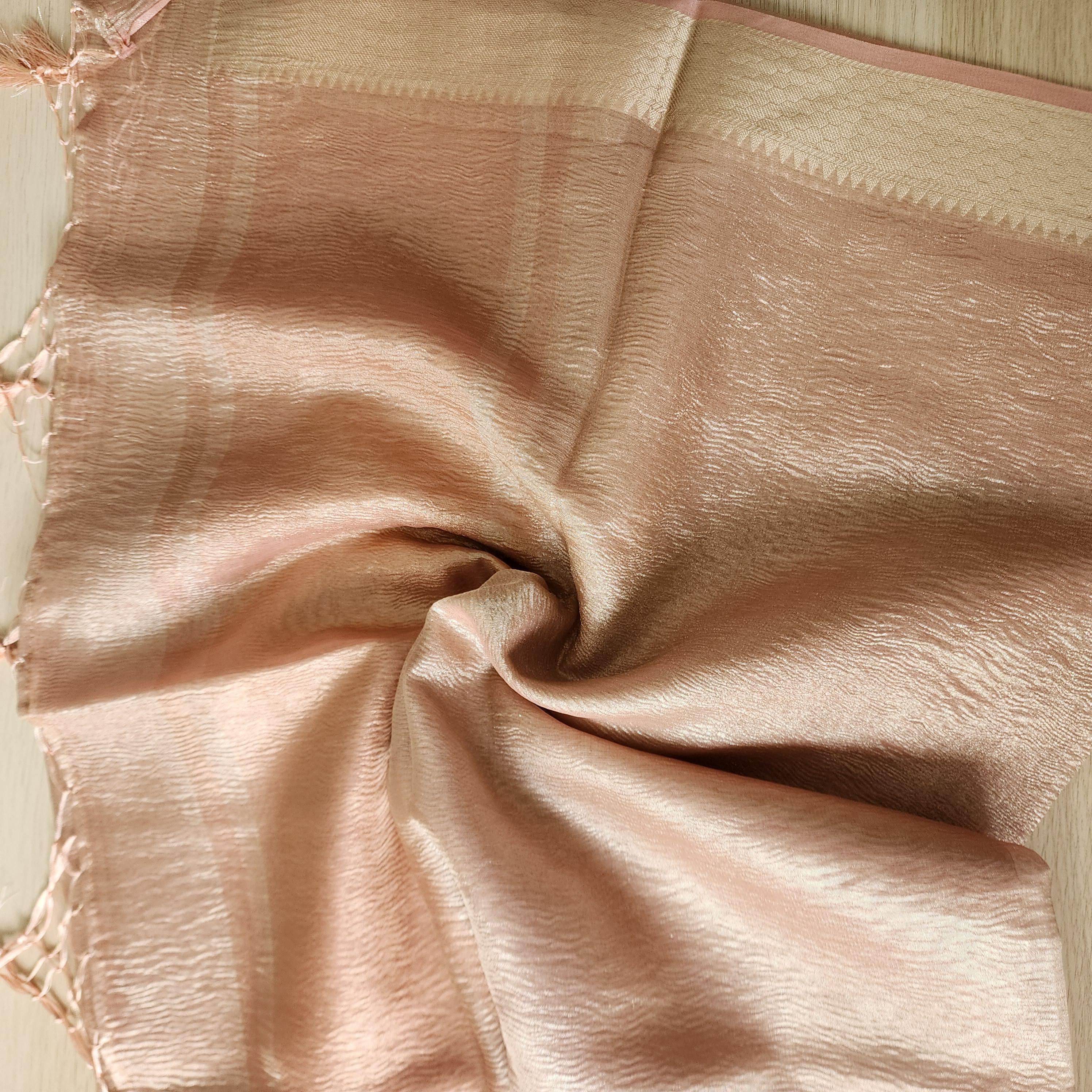 Tissue Silk Peach Dupatta, Crushed Tissue Indian traditional & Festive wear Dupatta