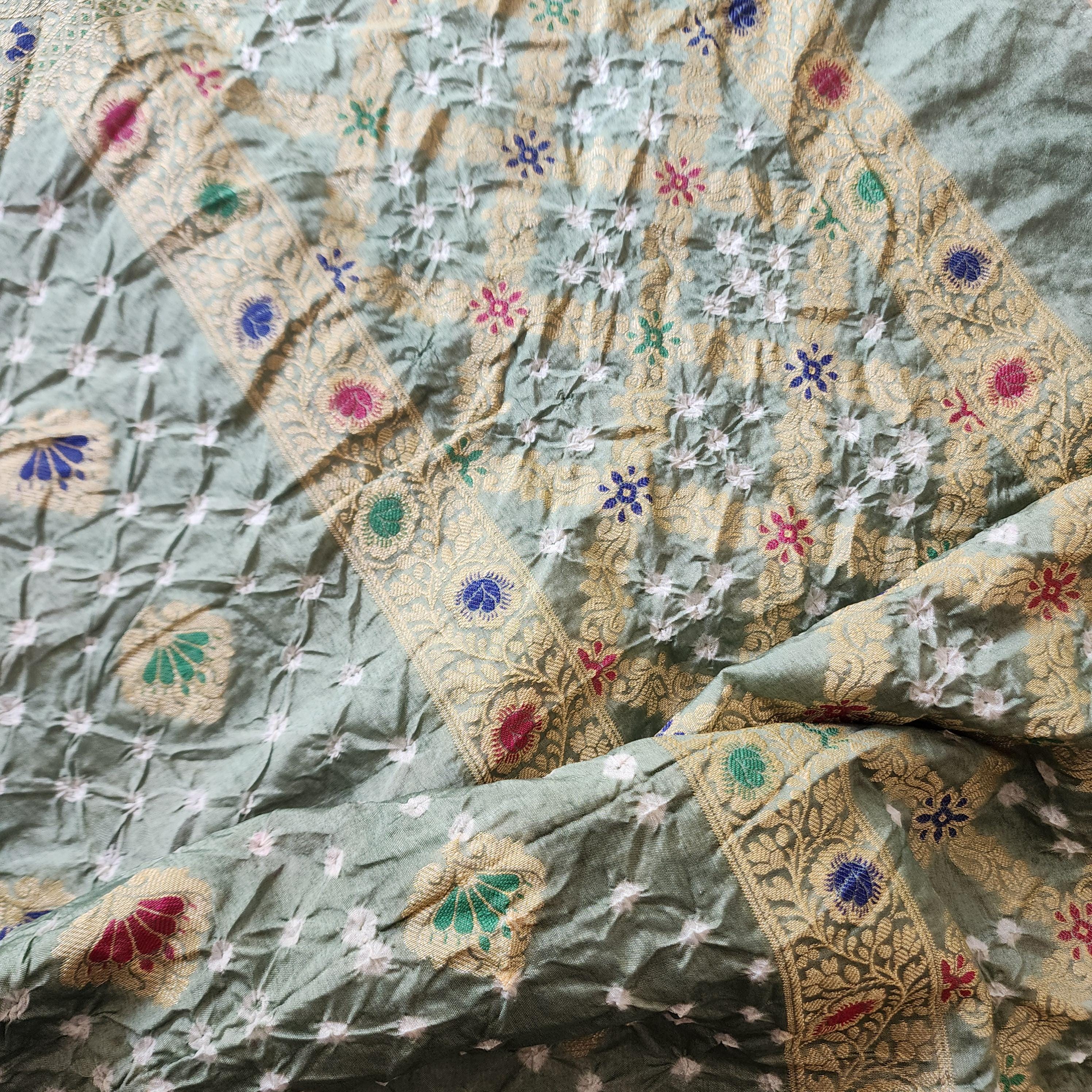 Banarasi Handwoven Bandhni Dupatta in Gray