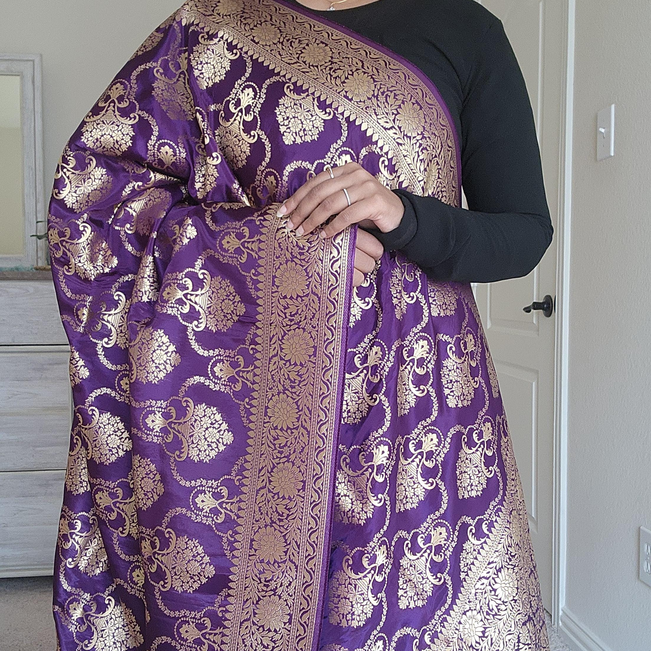Banarasi Katan Silk Kadhuwa Jaal Dupatta in Purple